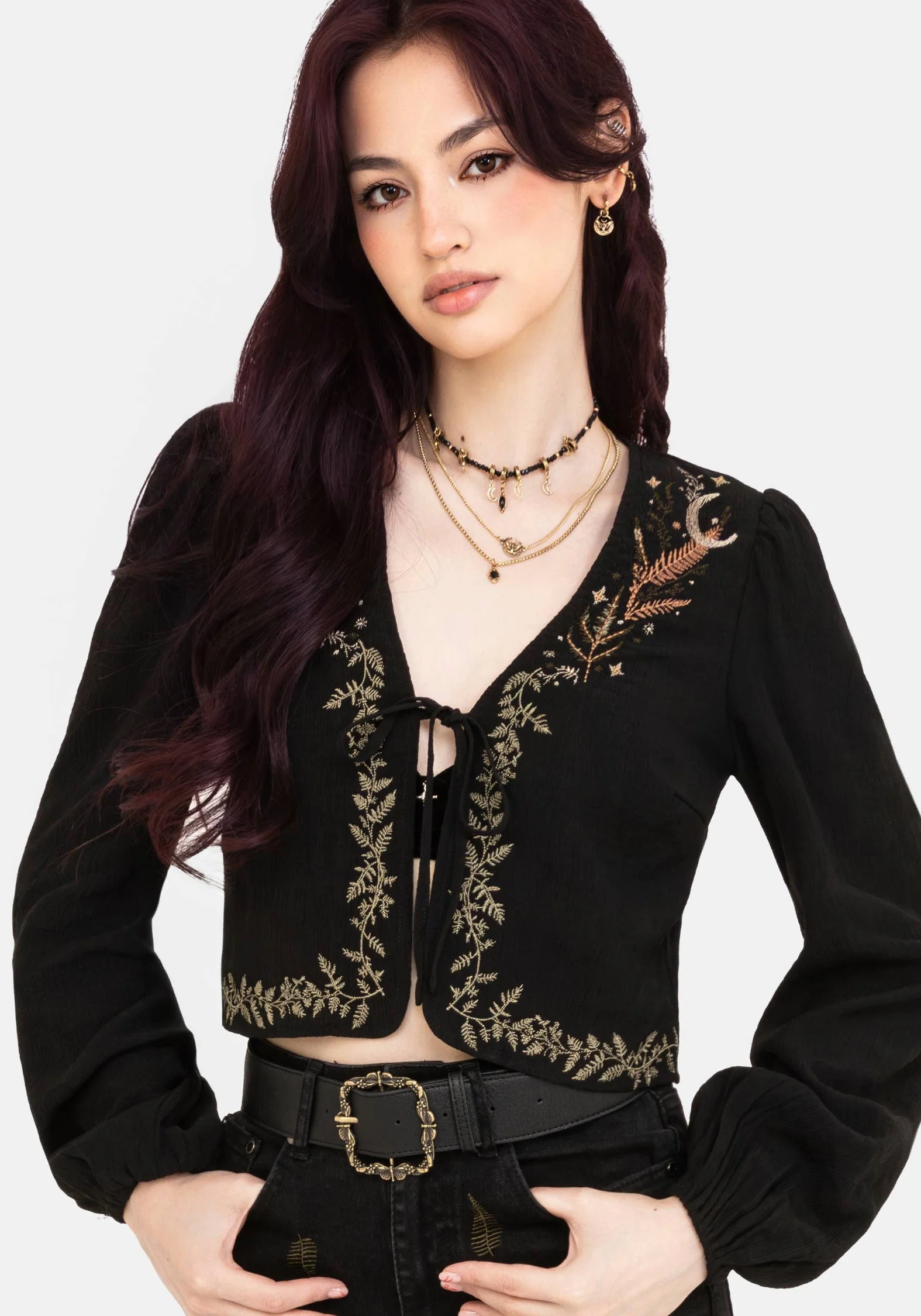 Abellona Bestickt Krawatte Vorderseite Bluse