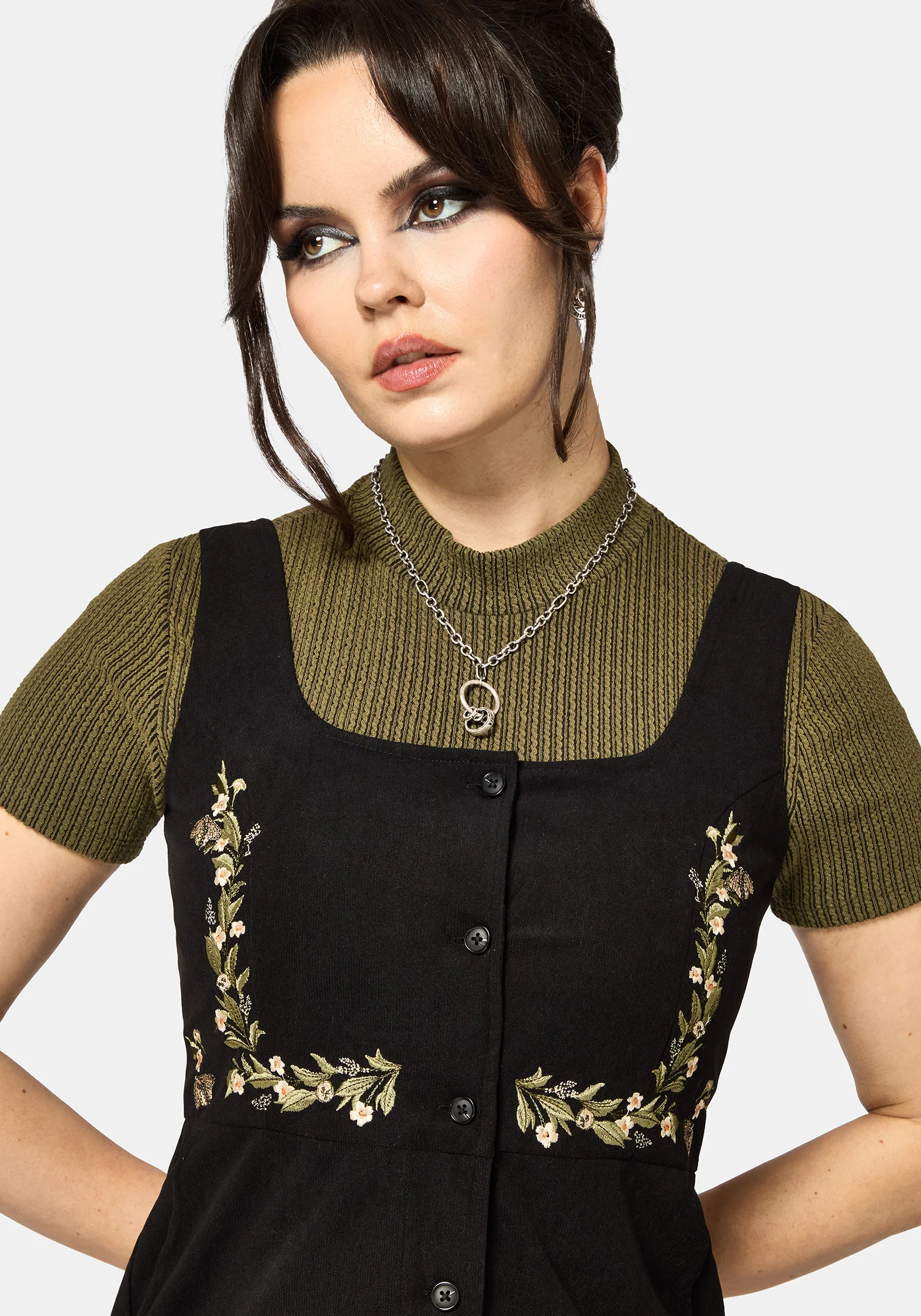Überfluss Bestickt Kordel Schürzenkleid Mini Kleid - Image 2