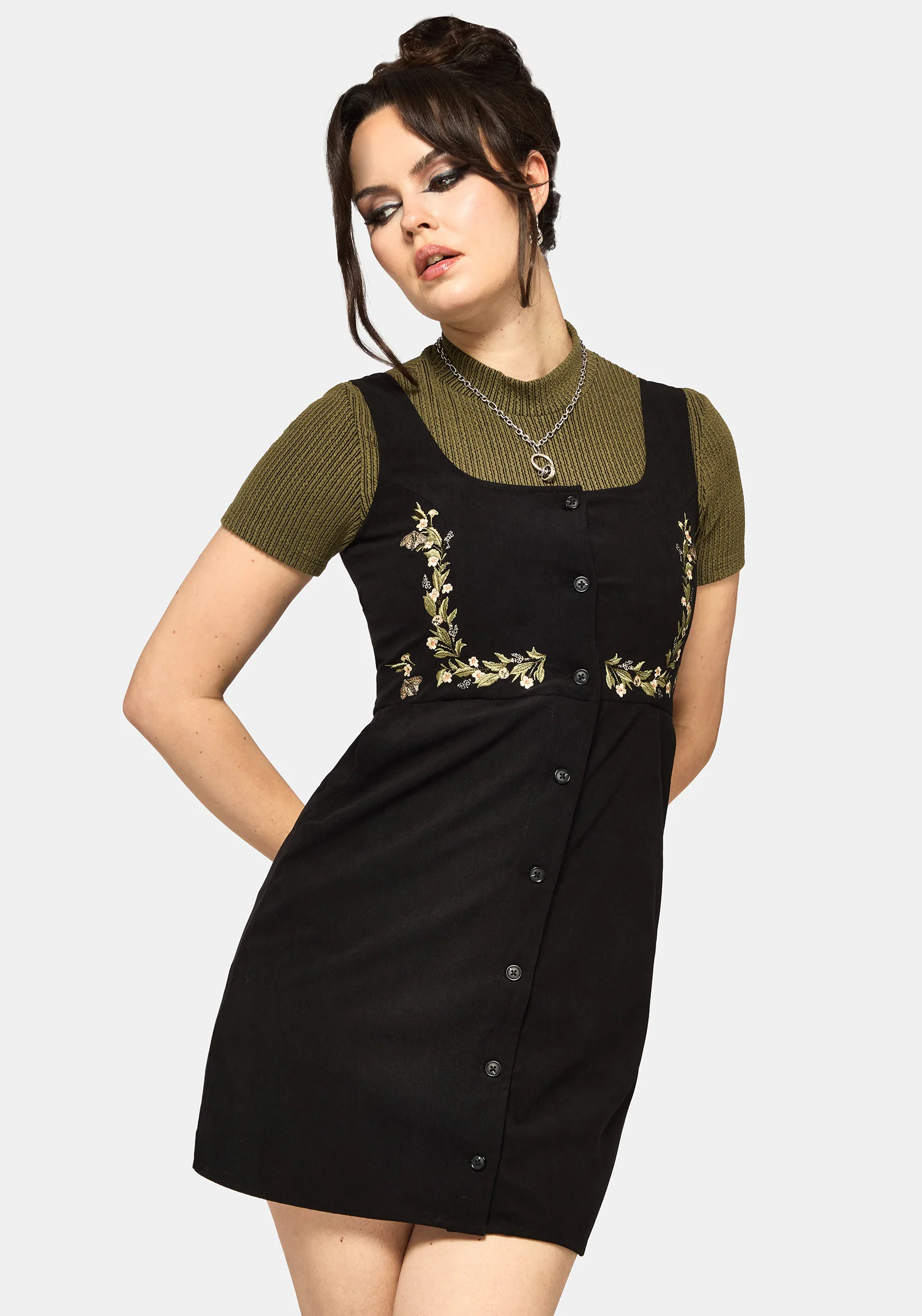 Überfluss Bestickt Kordel Schürzenkleid Mini Kleid - Image 5