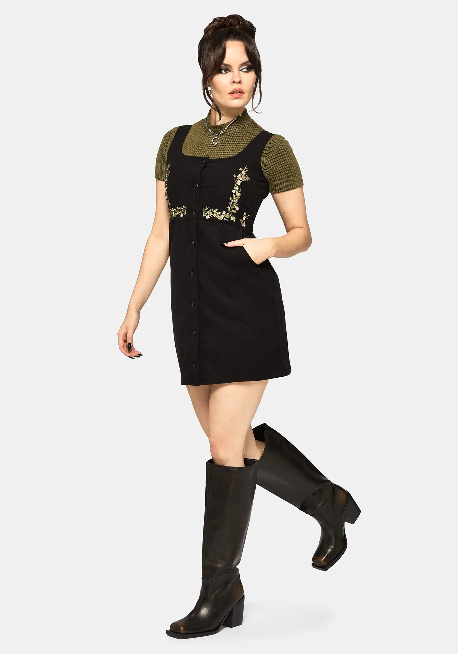 Überfluss Bestickt Kordel Schürzenkleid Mini Kleid - Image 6