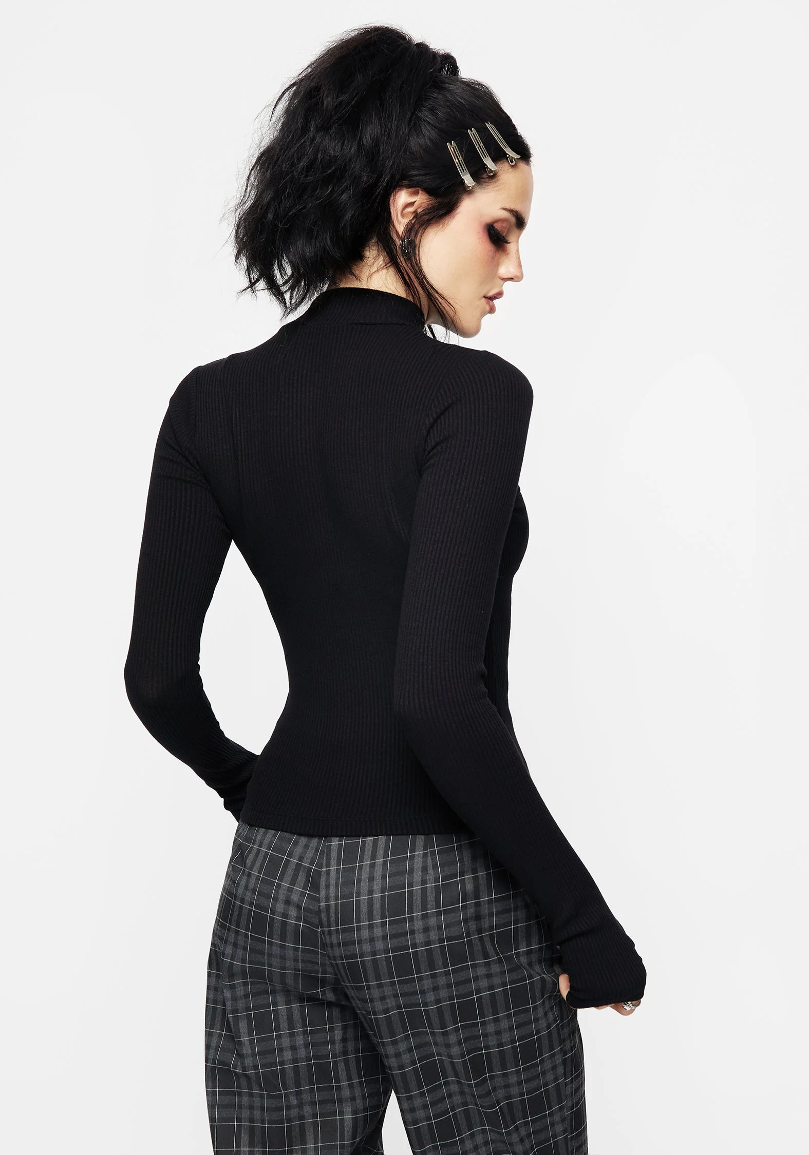 Adonia Hoch Hals Ribbed Top - Image 3
