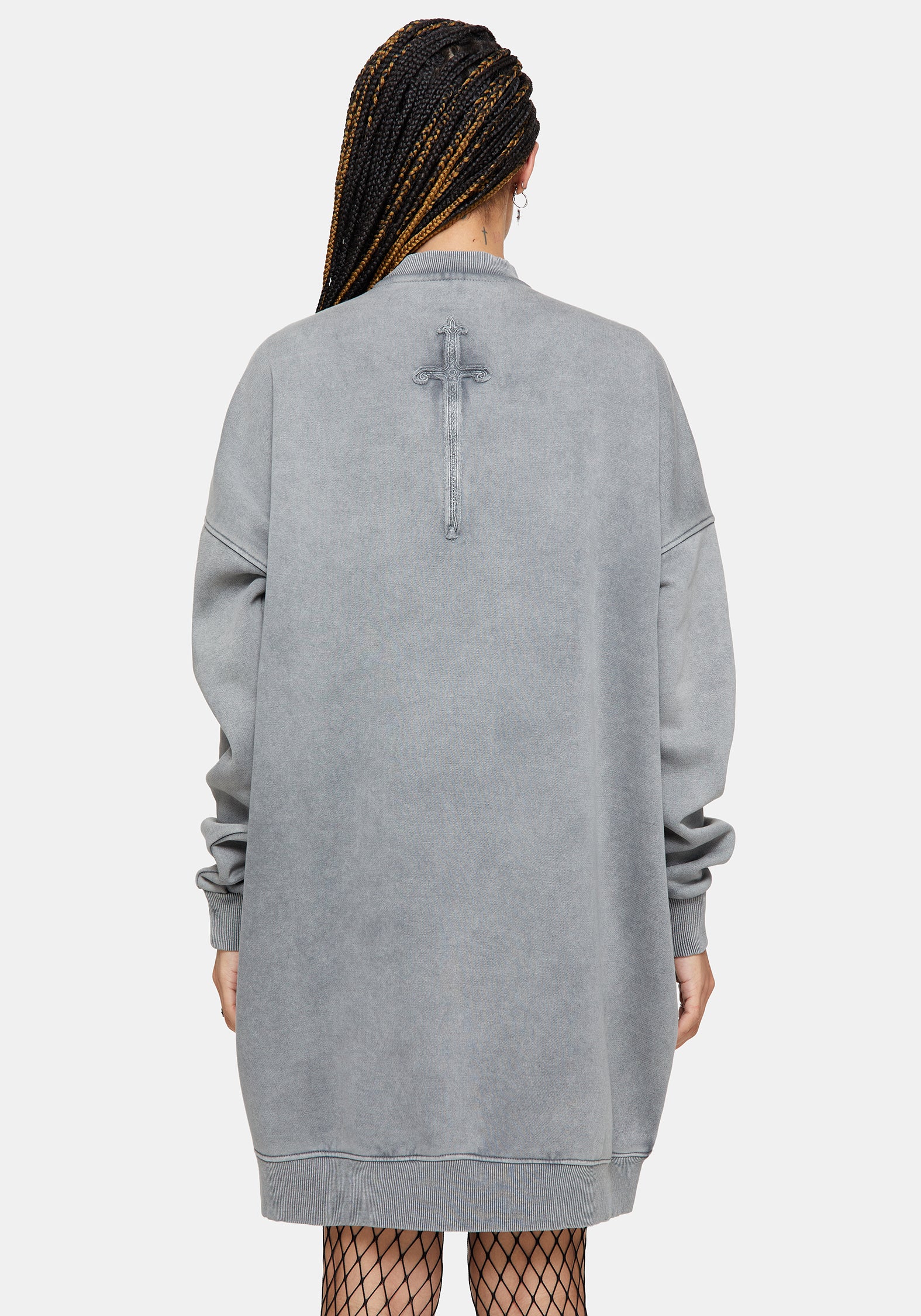 Aelin Schwert Applikation Pullover Kleid - Grau - Image 3