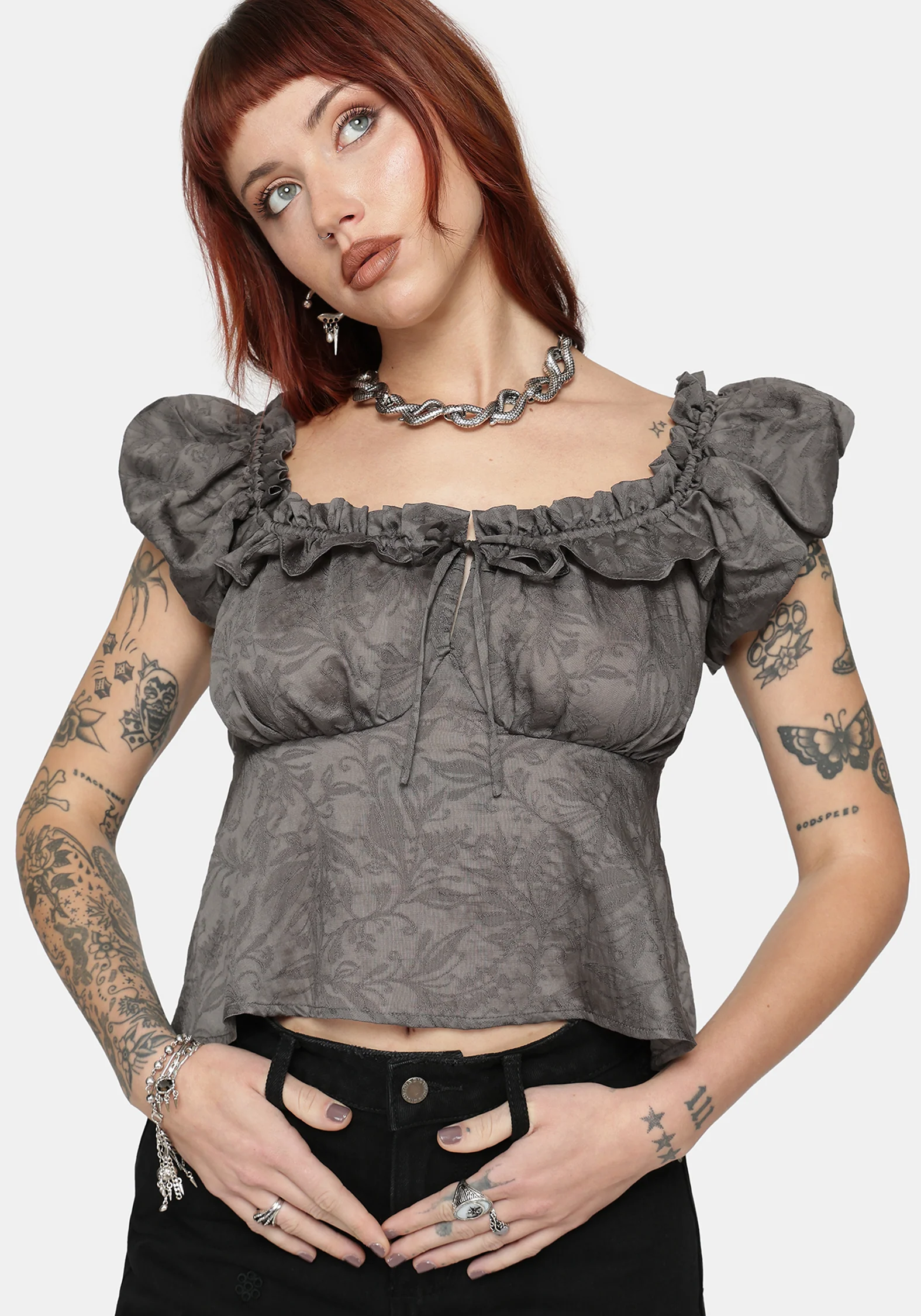 Ailsa Jacquard Milkmaid Top - Image 4