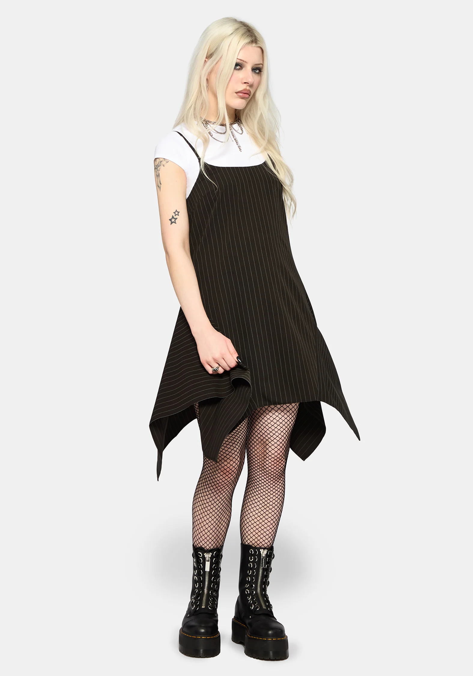 Alecto Nadelstreifen Taschentuch Saum Mini Kleid - Image 4