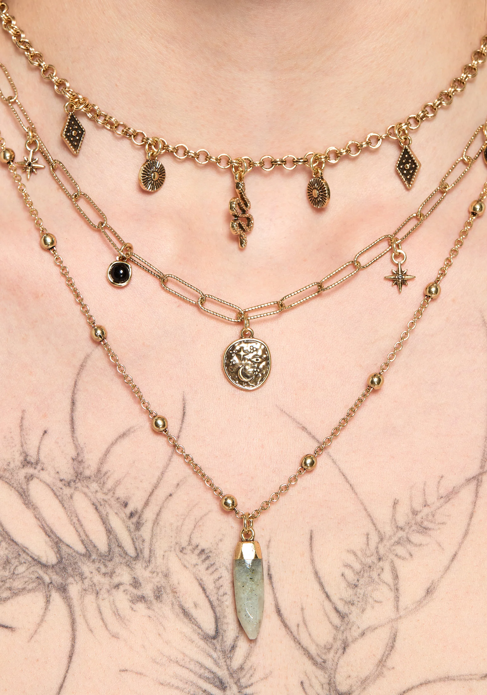 Alexen Snake Disc Layered Necklace - Image 7