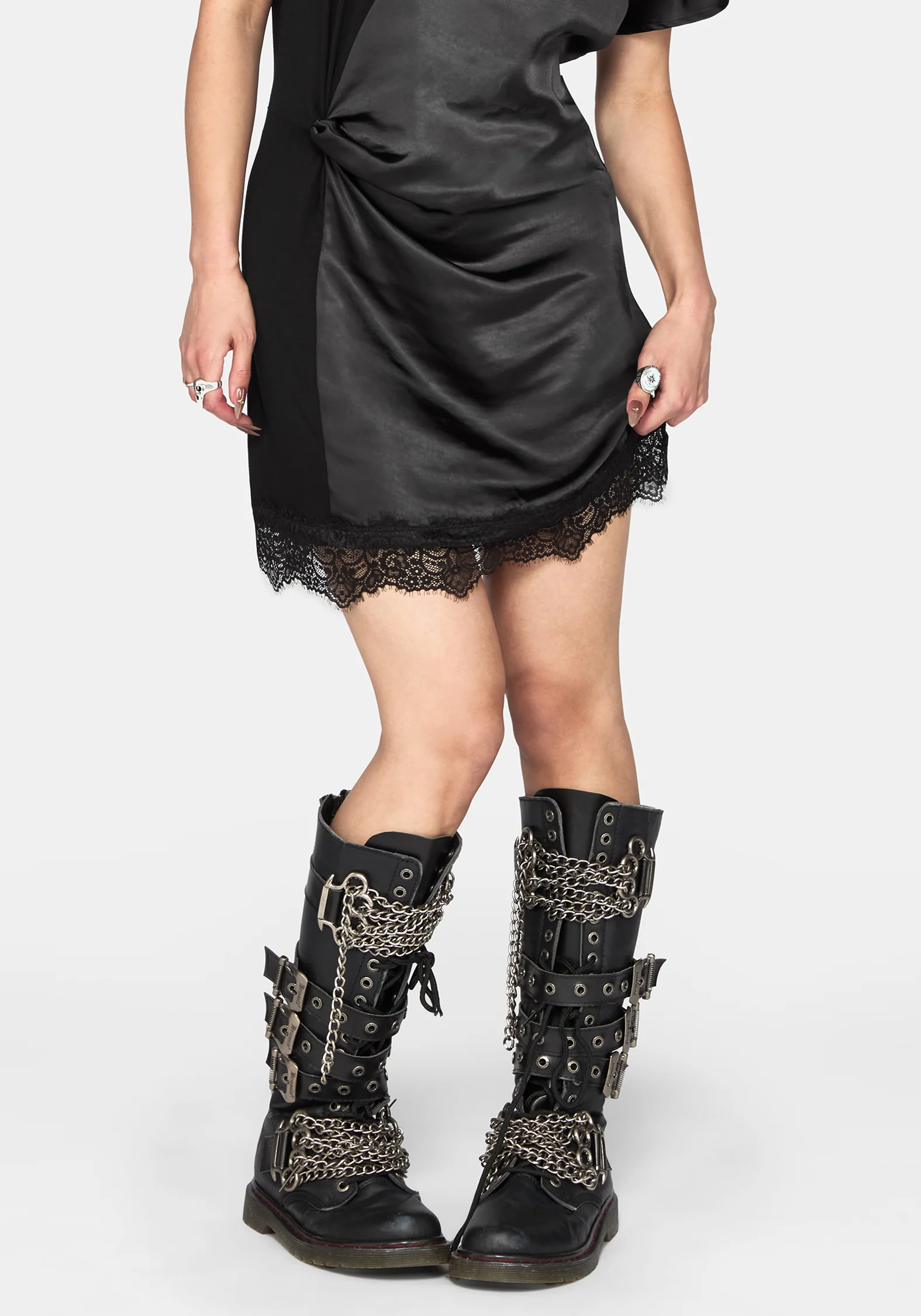 Allesandra Contrast Fabric Twist T-Shirt Dress - Image 2
