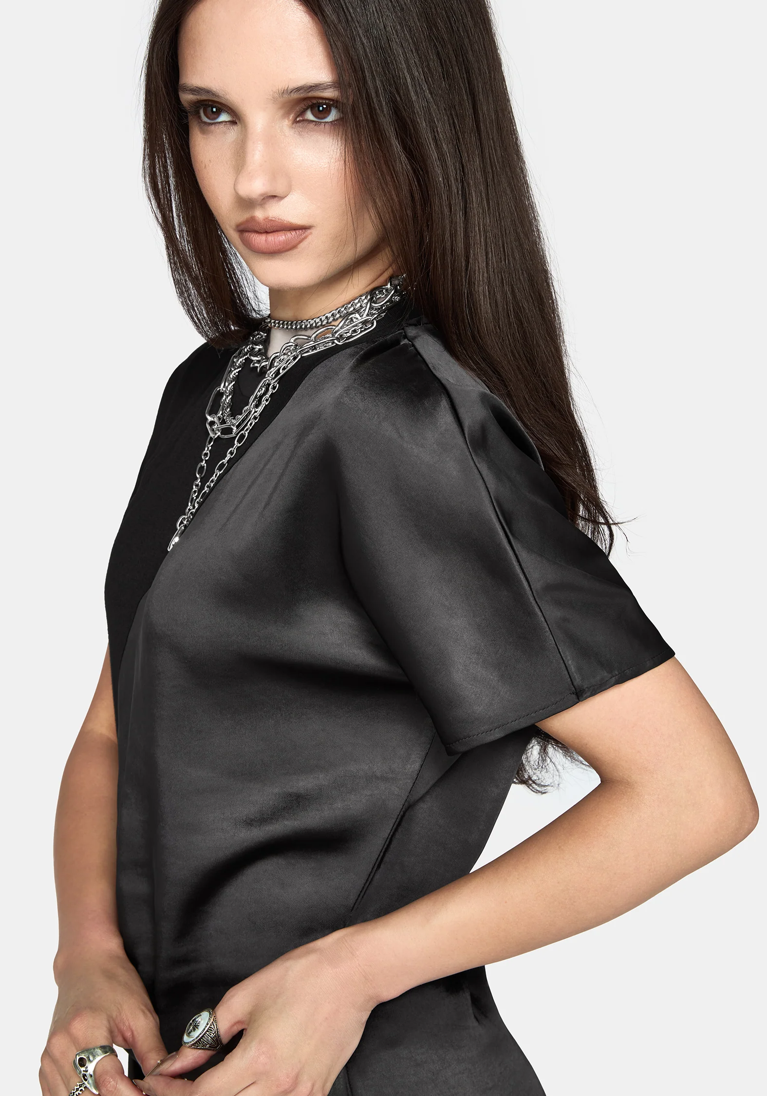 Allesandra Contrast Fabric Twist T-Shirt Dress - Image 5