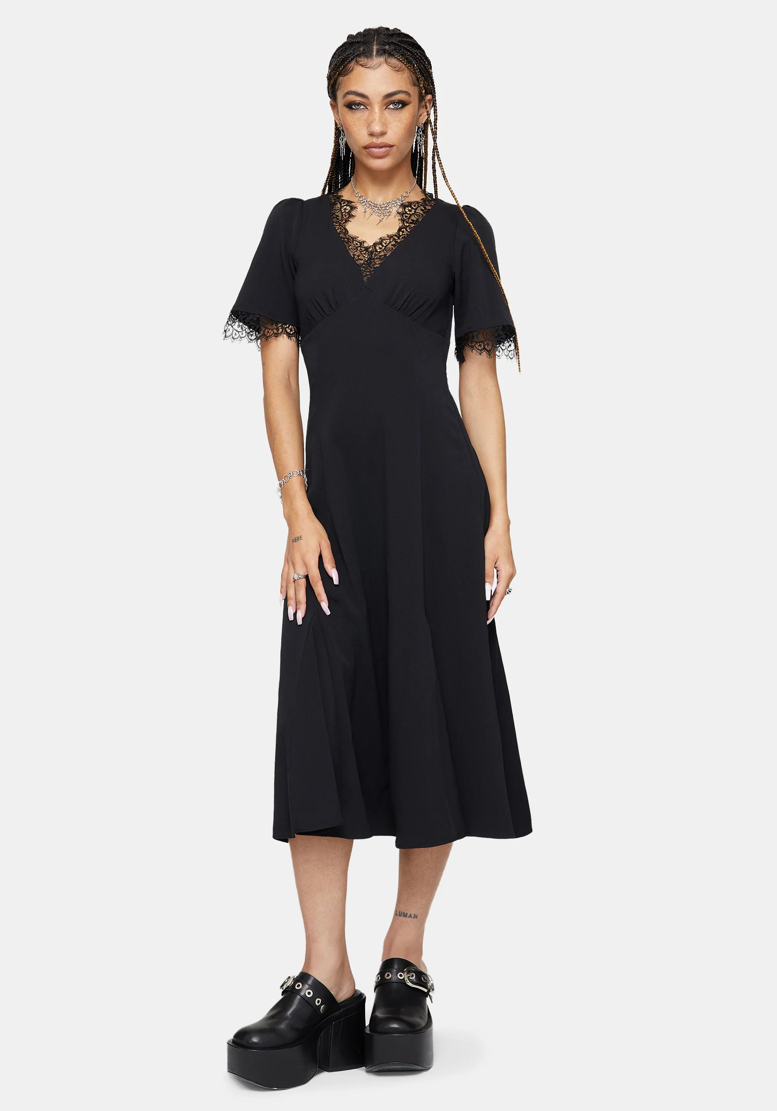 Altha Spitze Rücken V Hals Midi Kleid - Image 6