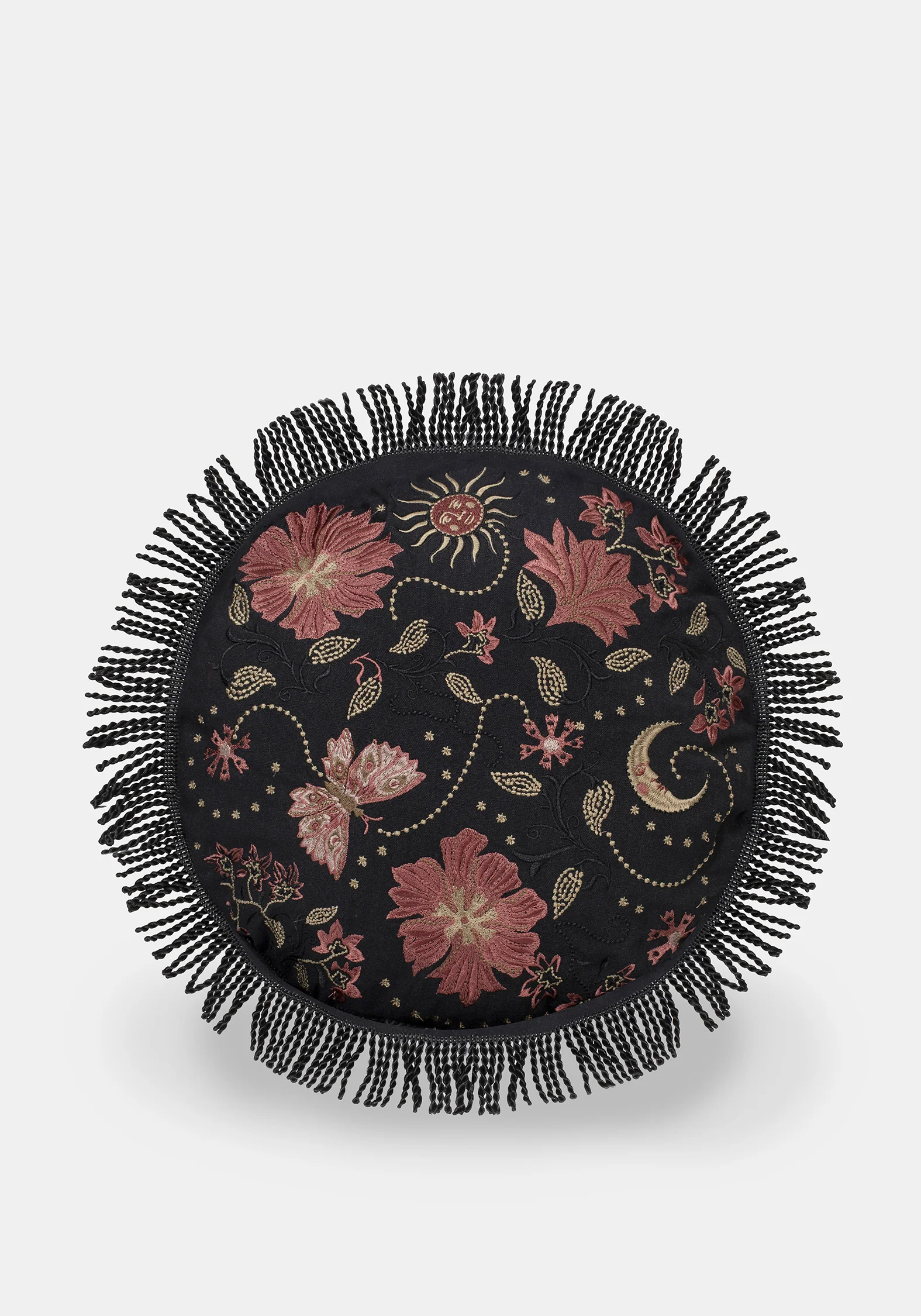 Angela Folk Embroidered Round Cushion