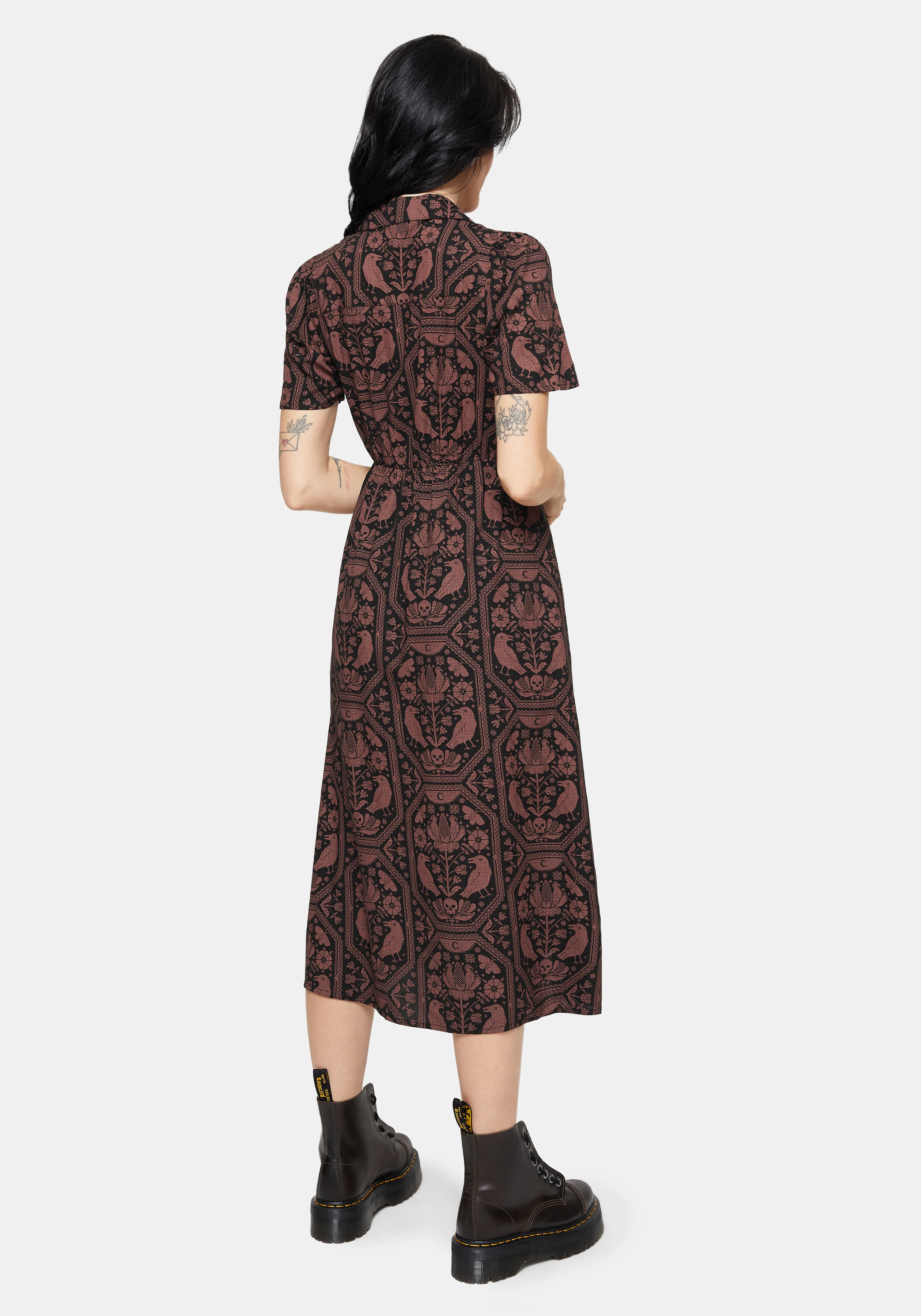 Annabel Umkehren Rabe Druck Midi Hemd Kleid - Image 3