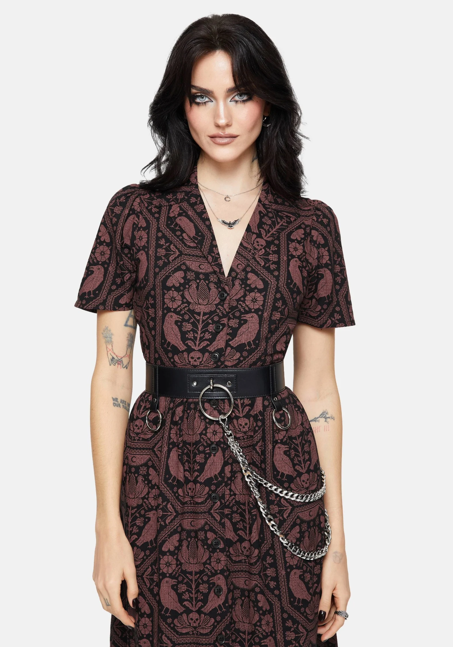 Annabel Umkehren Rabe Druck Midi Hemd Kleid - Image 4