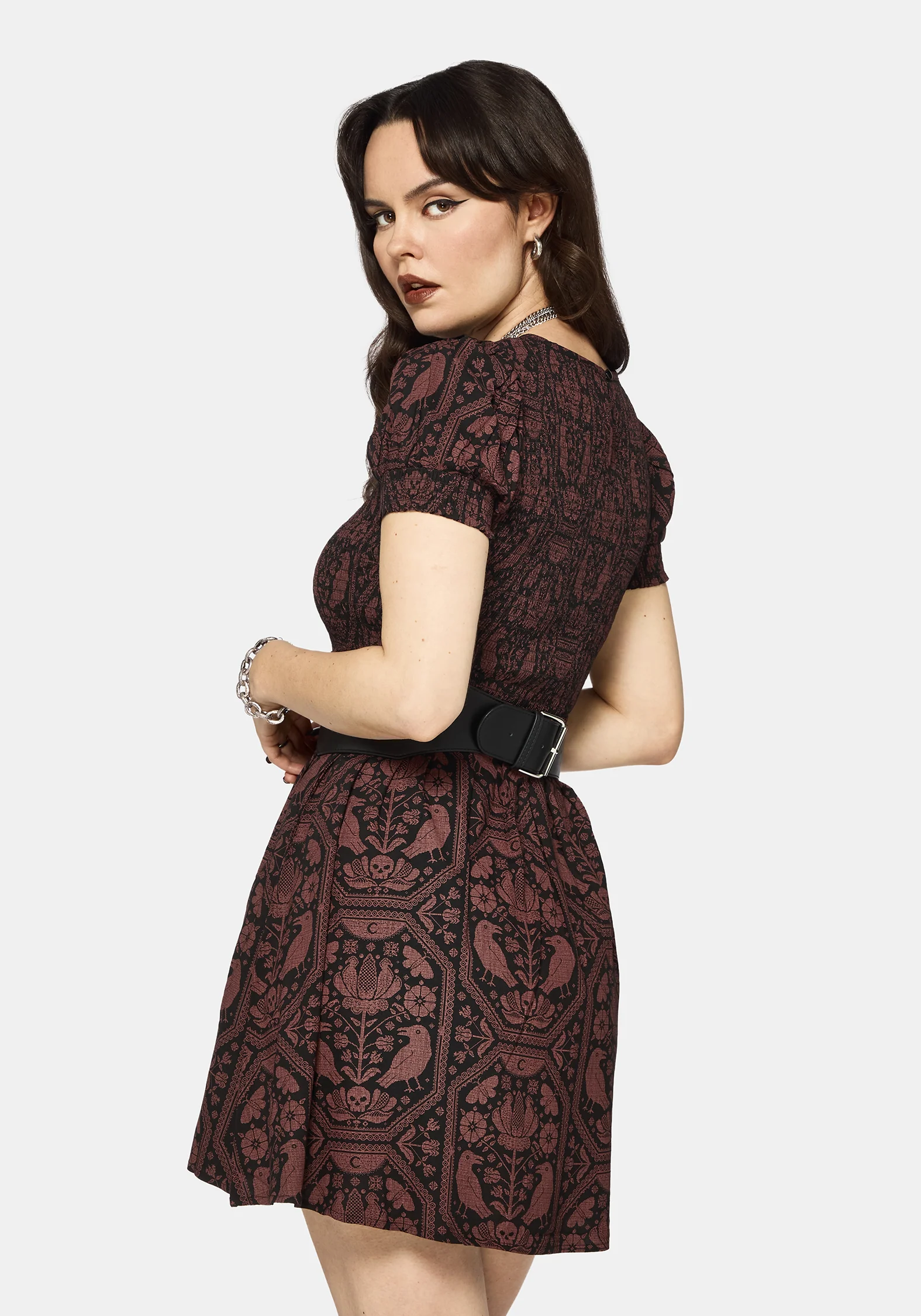 Annabel Umkehren Rabe Druck Gerafft Mini Kleid - Image 3