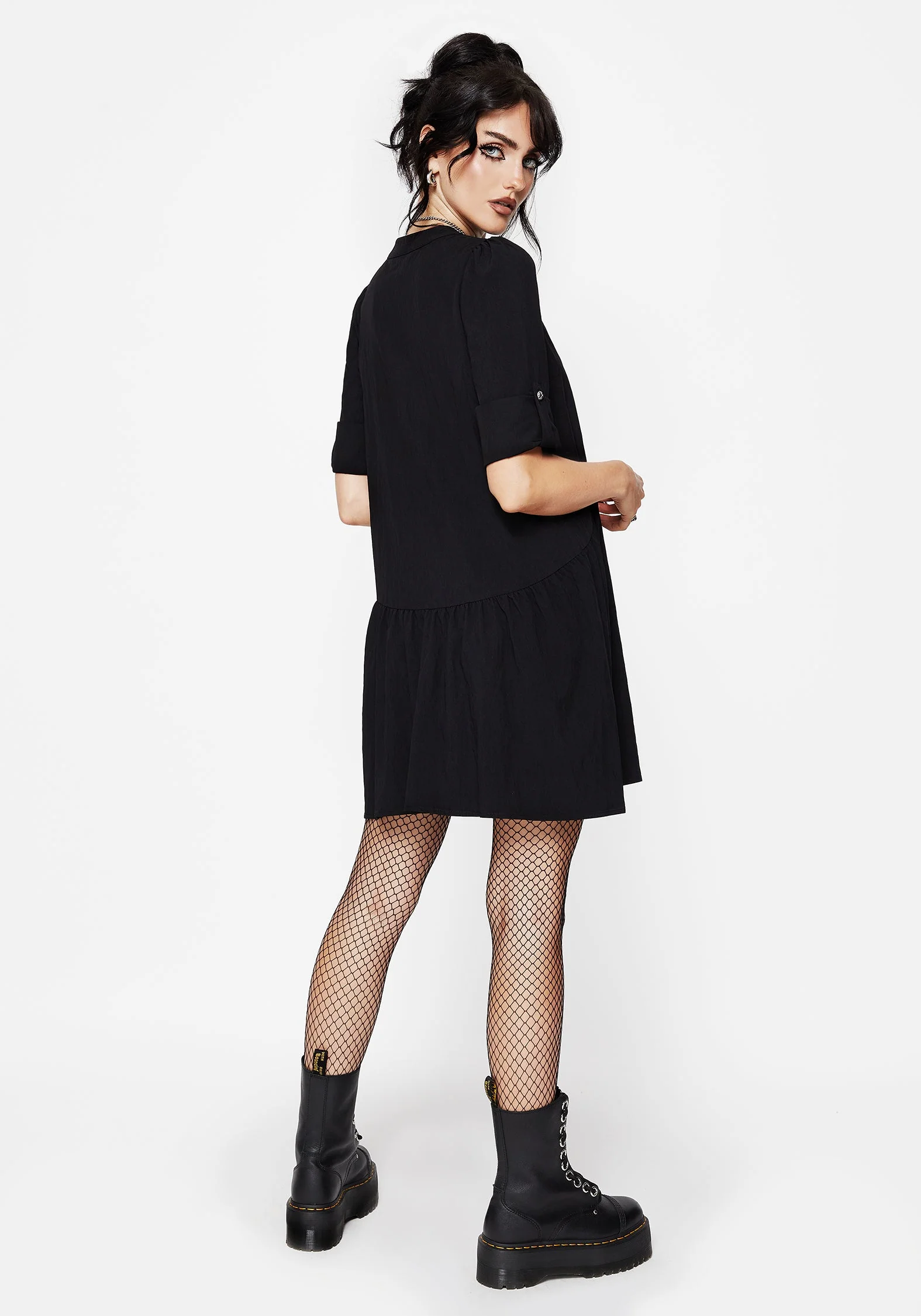 Arden Knopf Runter Mini Rüsche Kleid - Image 3