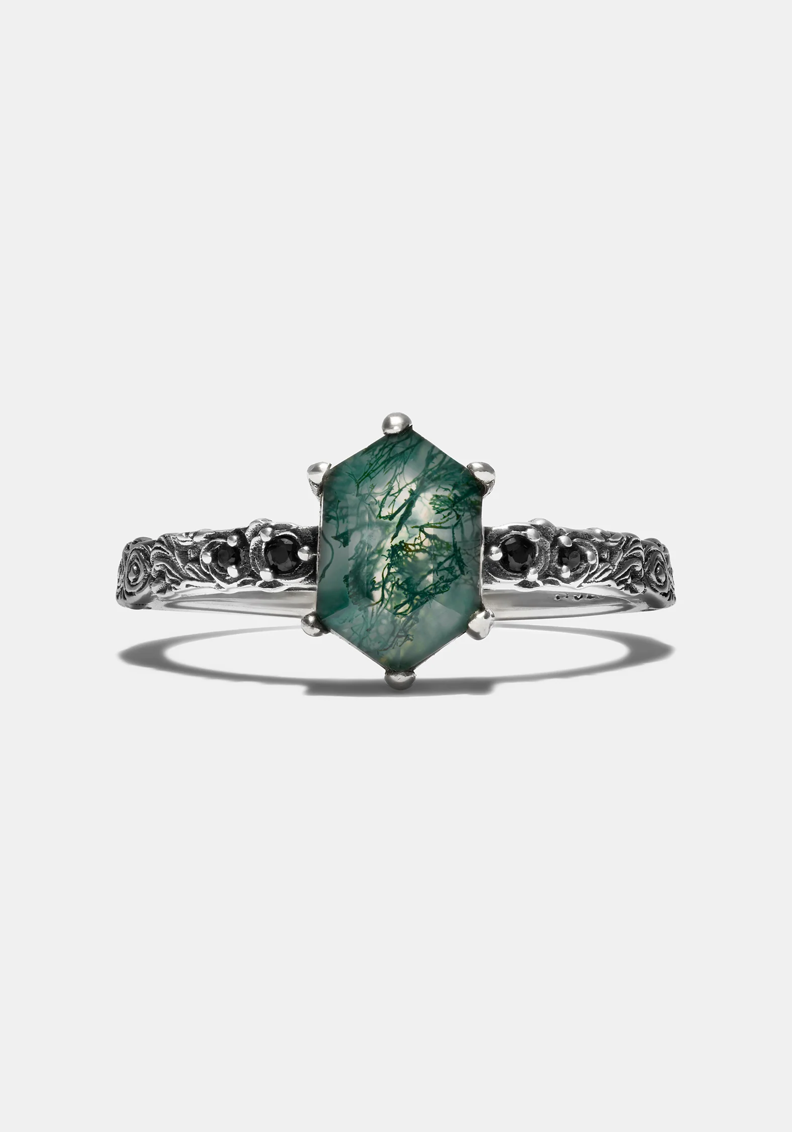 Ardour Sterling Silber Moss Achat Ring - Image 3