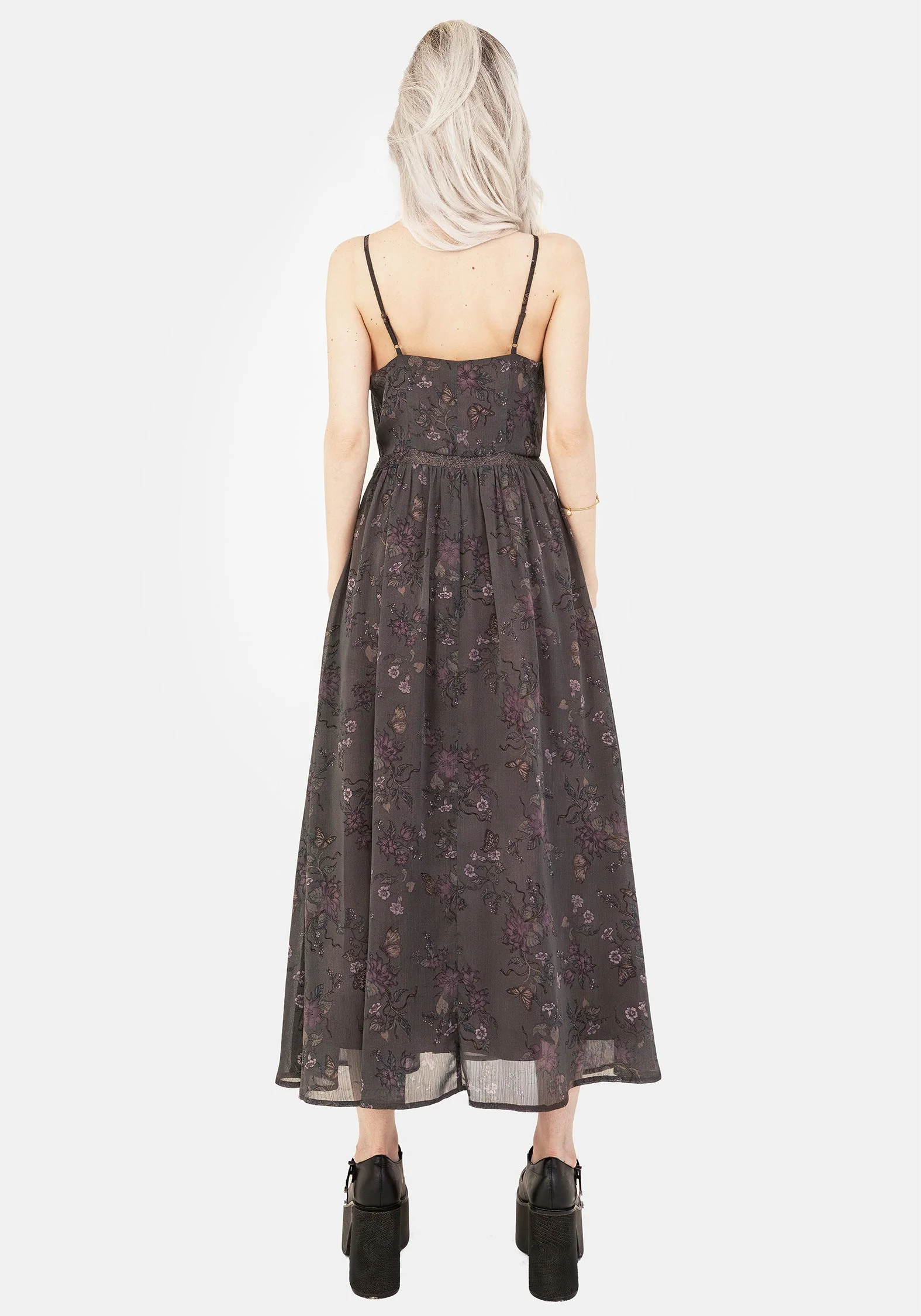 Arnora Chiffon Spitze Insert Cami Midaxi Kleid - Image 3
