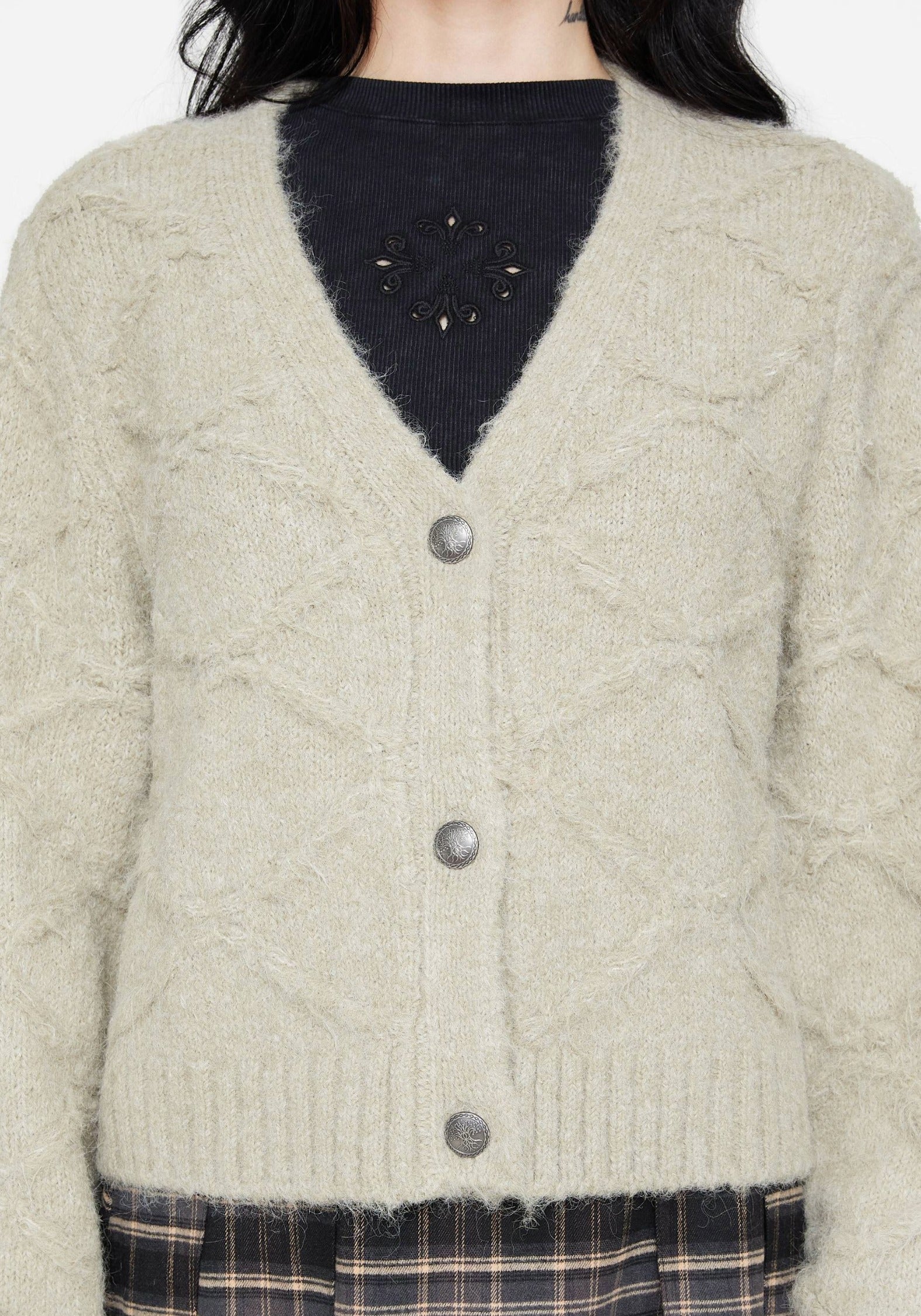 Artha Flauschig Zopf Gestrickt Cardigan - Image 6