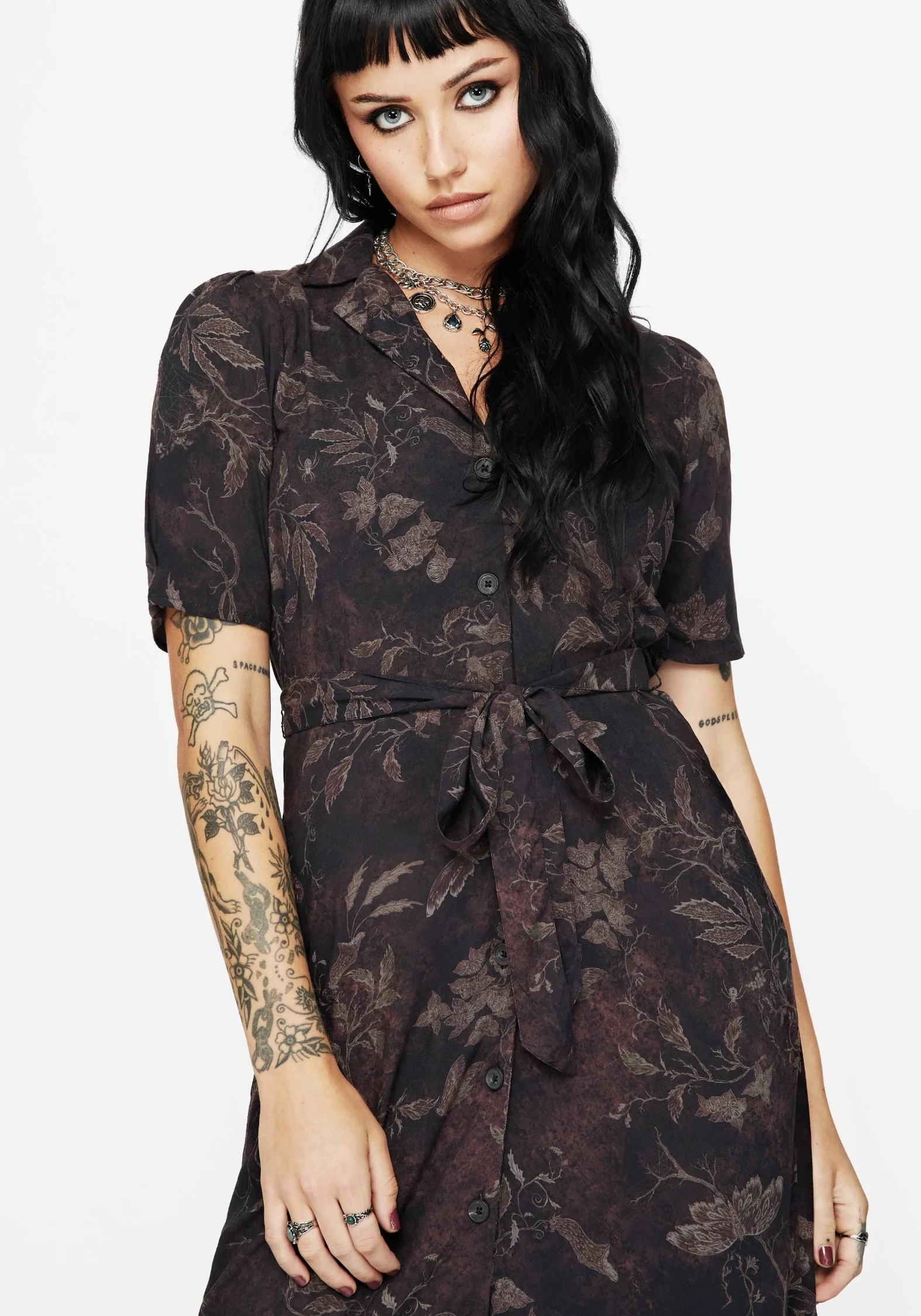 Ashmire Wald Motte Druck Midi Gürtel Hemd Kleid - Image 5