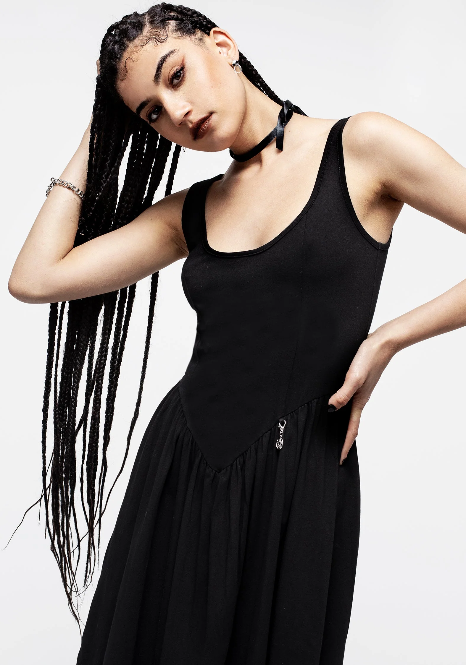 Astarte Basque Waistline Jersey Midi Kleid - Image 5
