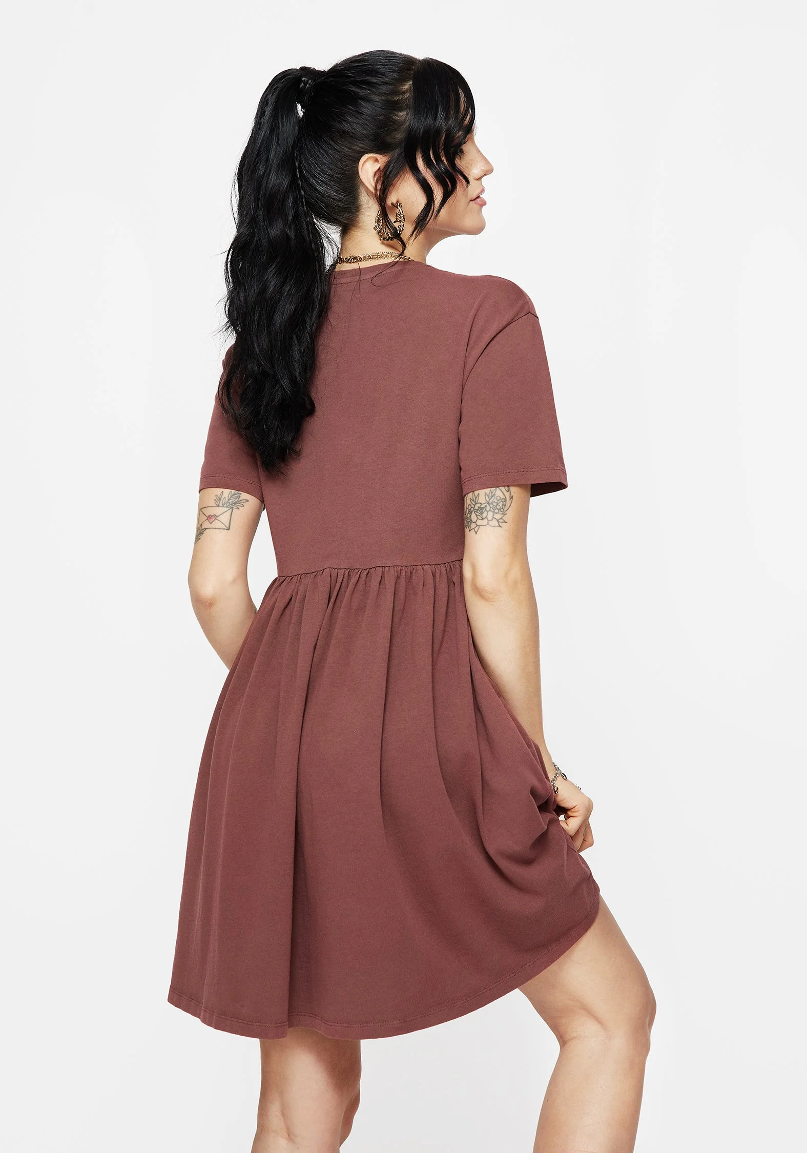 Aster Baumwolle Pentagramm Bestickt Mini Skater Kleid - Image 3