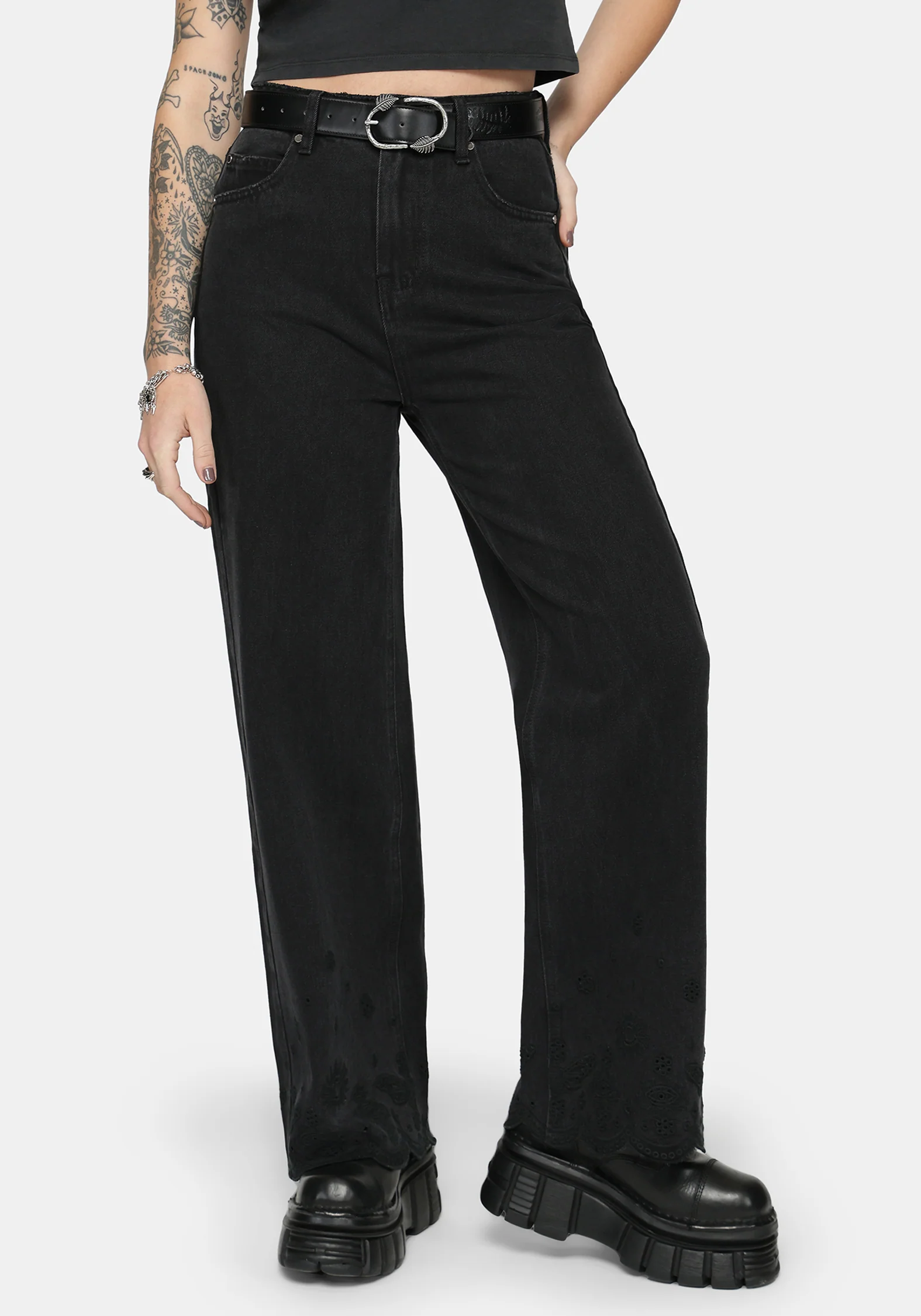 Ayr Broderie Gerade Bein Denim Jean