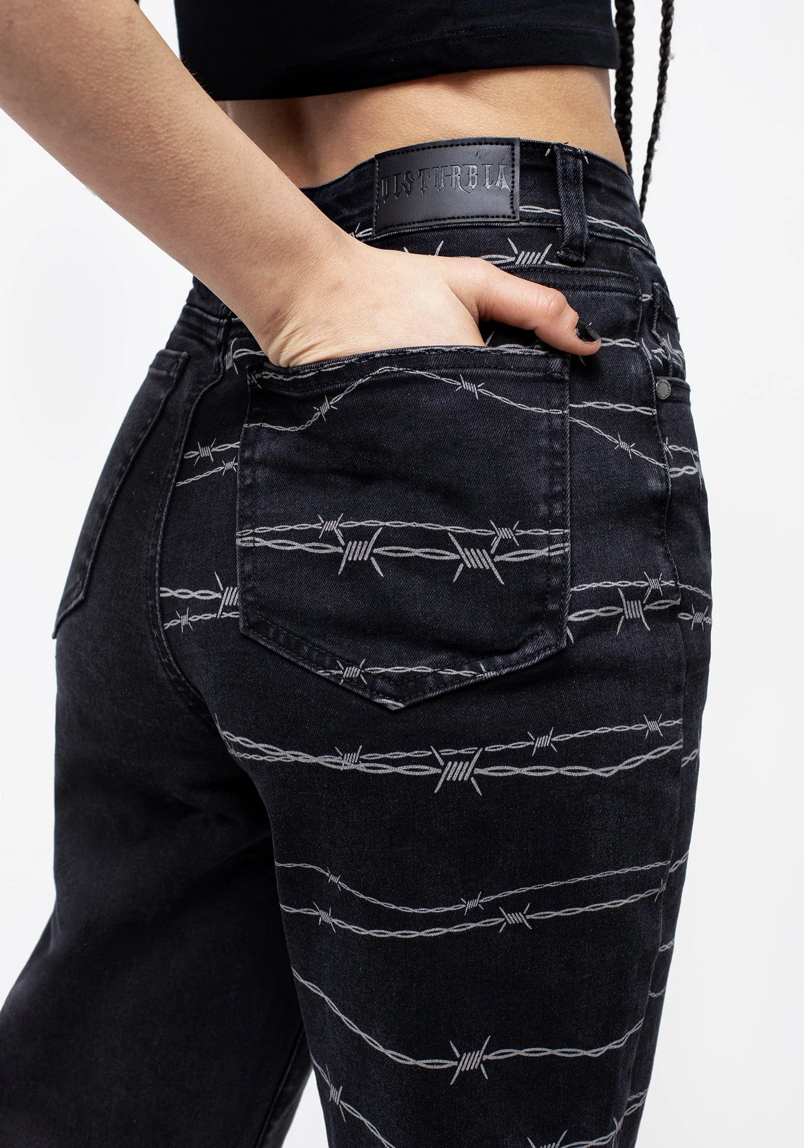 Barbed Wire Gespleißt Mom Jeans - Image 2