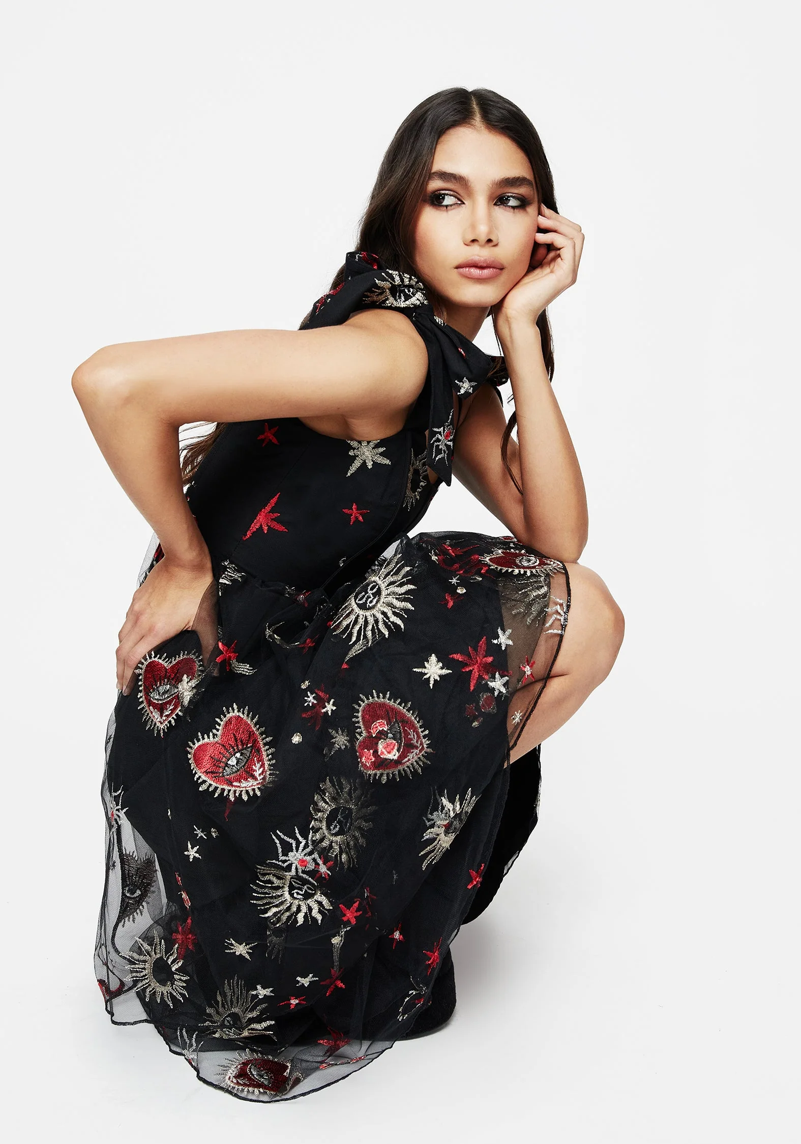 Bloodlust Bestickt Korsett Midi Kleid - Image 6