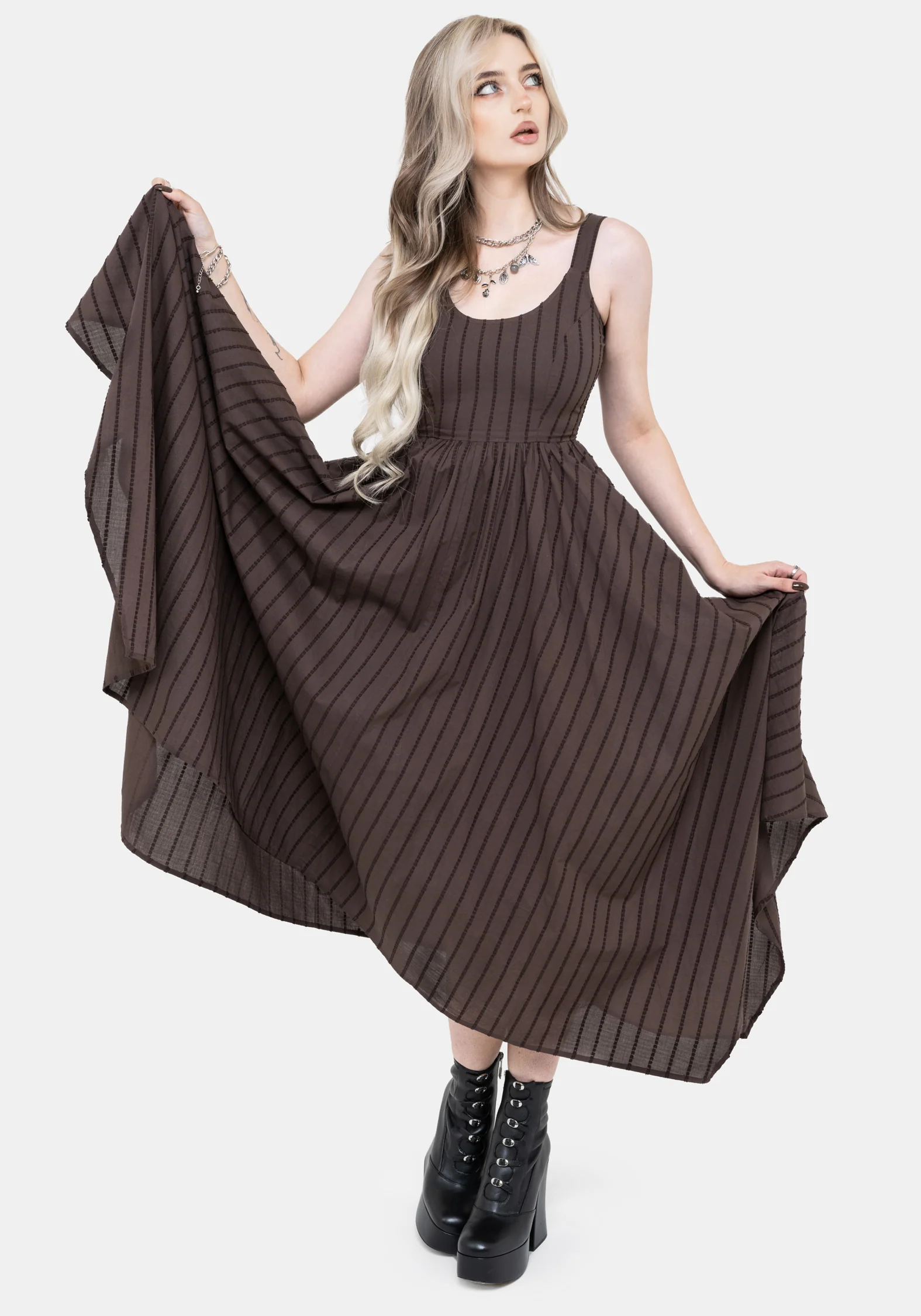 Blythe Taschentuch Saum Midaxi Kleid - Braun