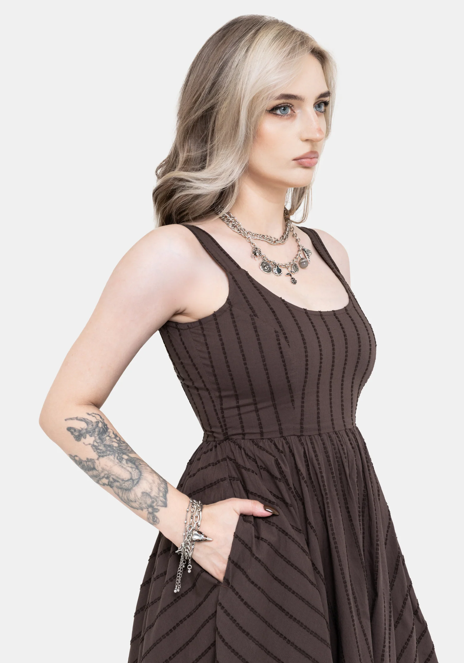 Blythe Taschentuch Saum Midaxi Kleid - Braun - Image 6