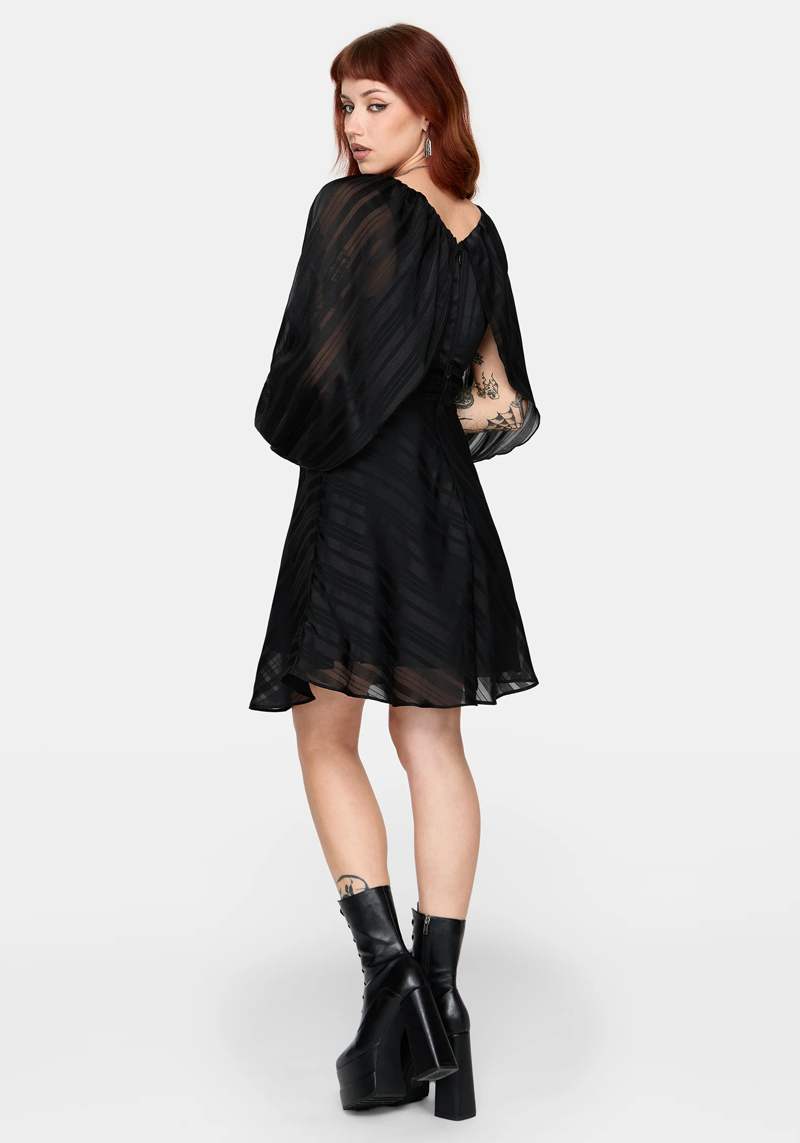 Briella Chiffon Striped Midi Dress - Image 3