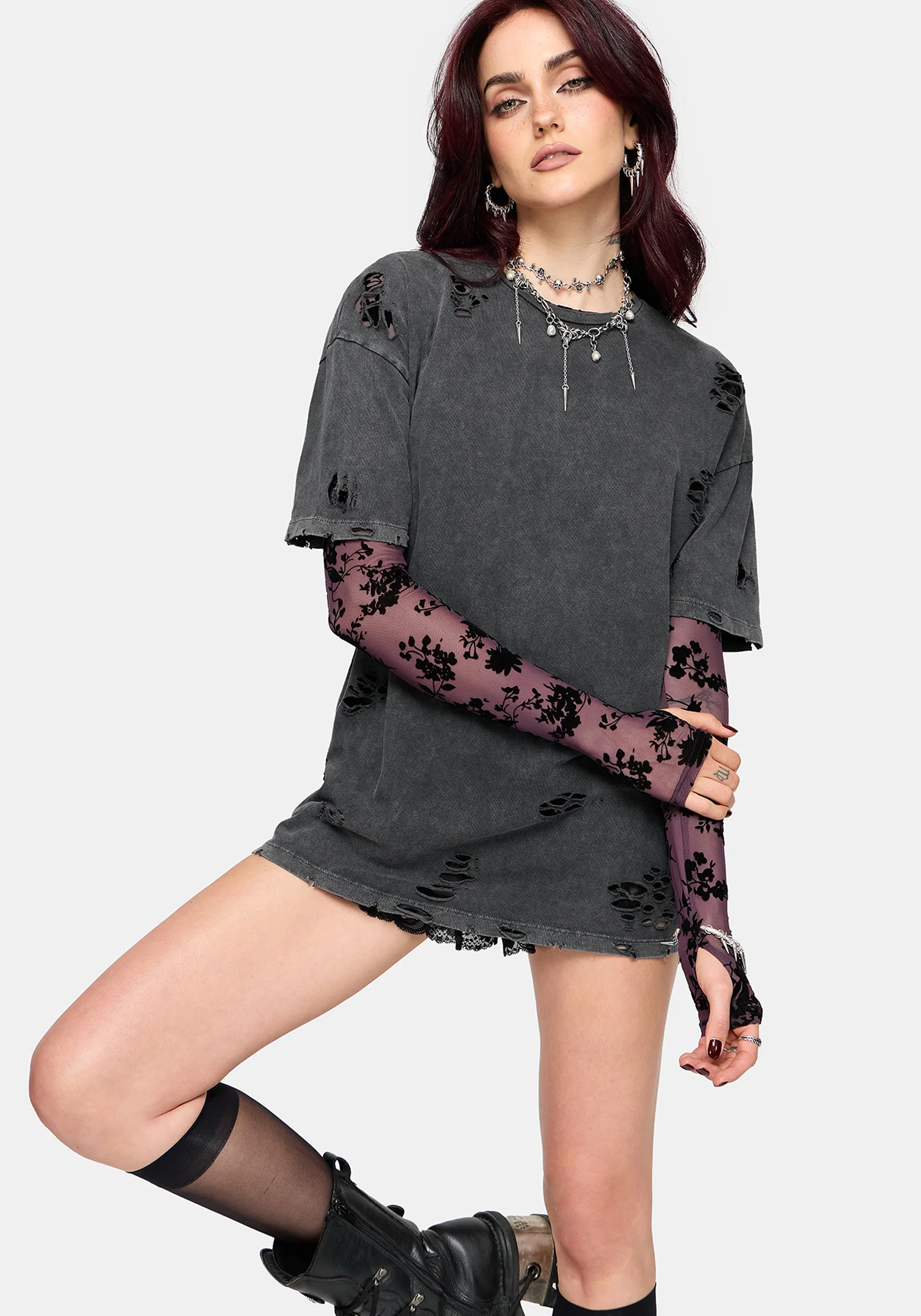 Brooke Distressed Oversized T-Shirt - Image 3