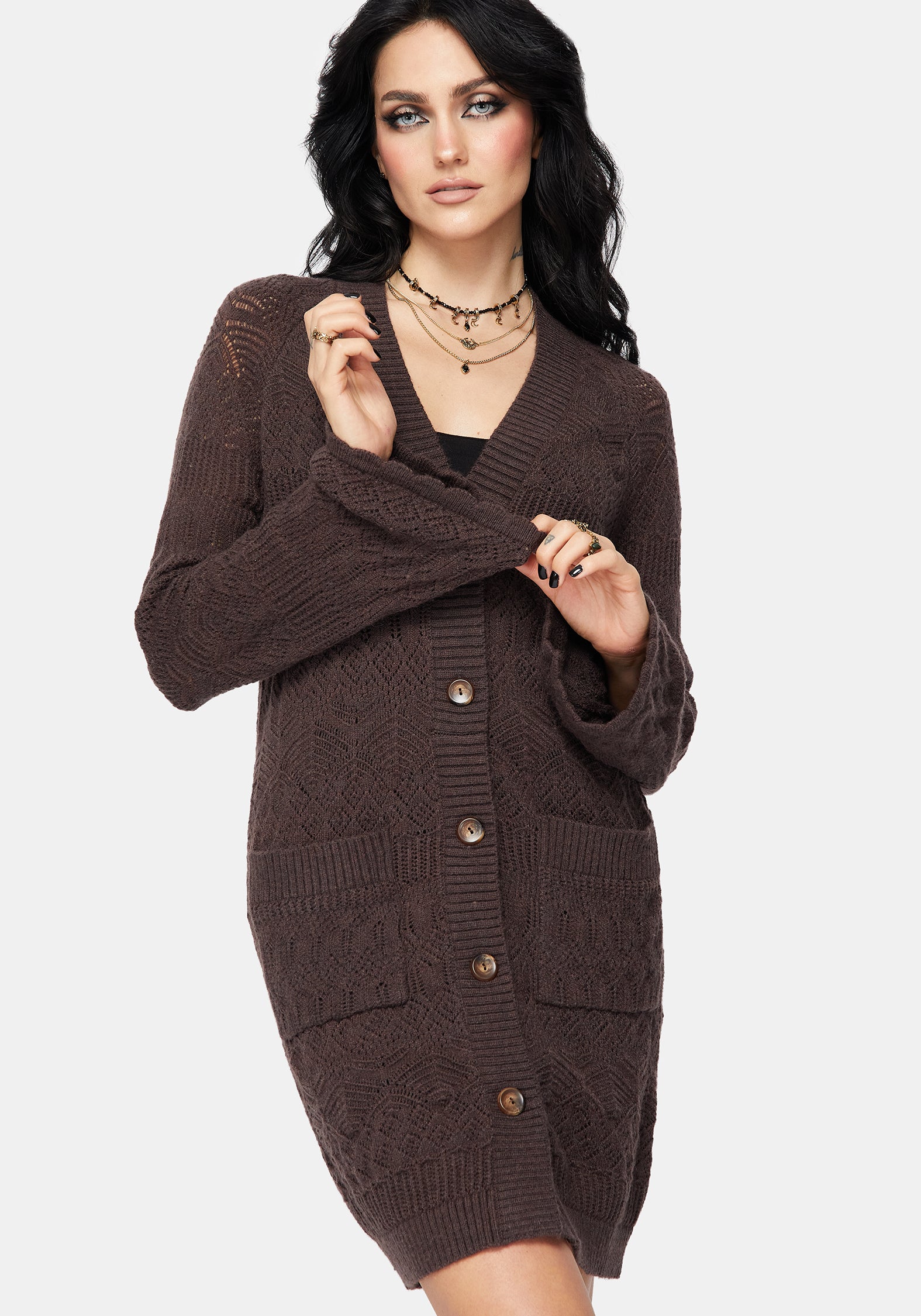 Cadmium Grobstrick Ribbed Langschnitt Cardigan - Image 7
