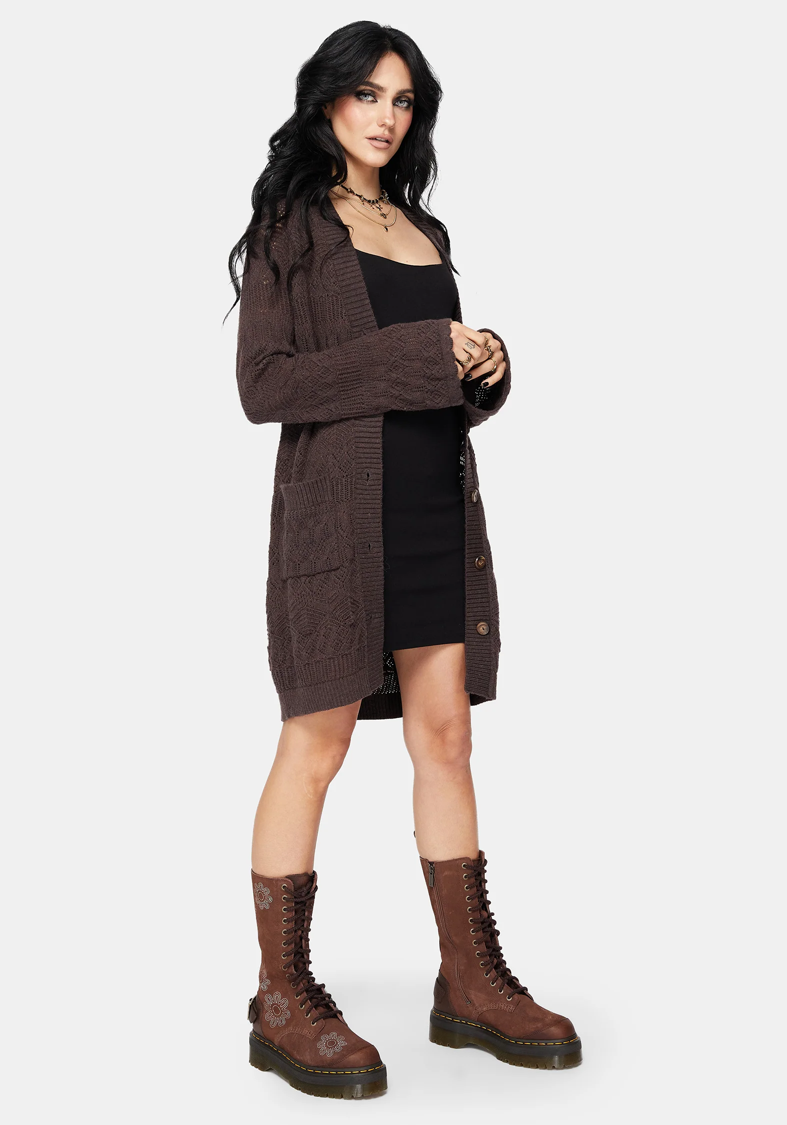 Cadmium Grobstrick Ribbed Langschnitt Cardigan - Image 8
