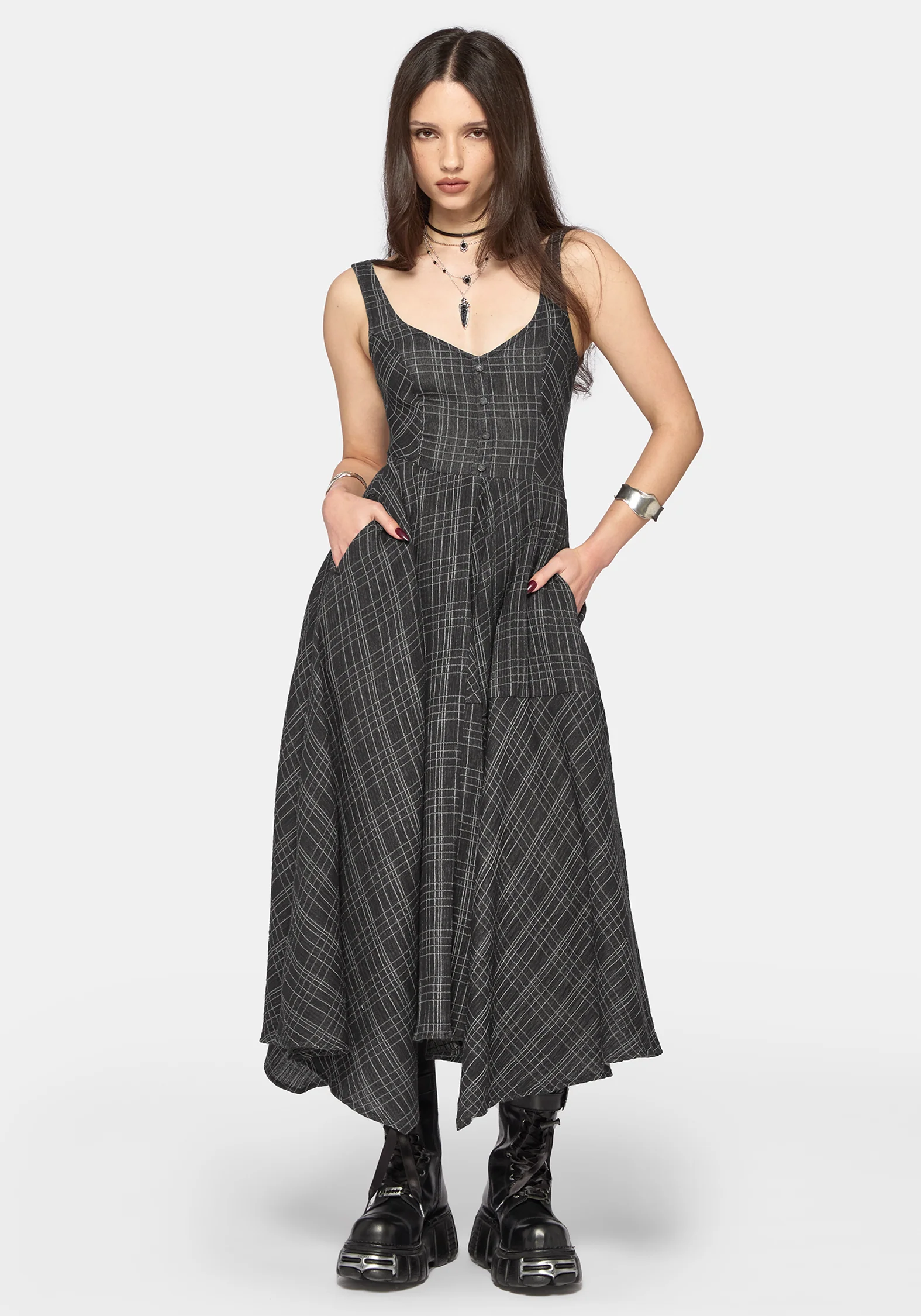 Caledon Check Gauze Midaxi Dress - Image 4