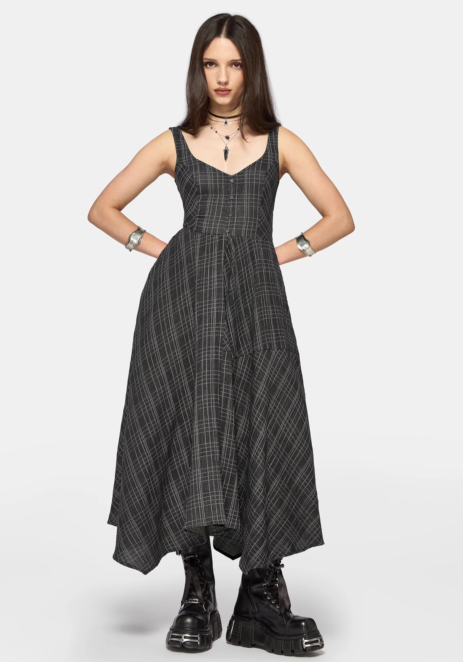 Caledon Check Gauze Midaxi Dress - Image 5