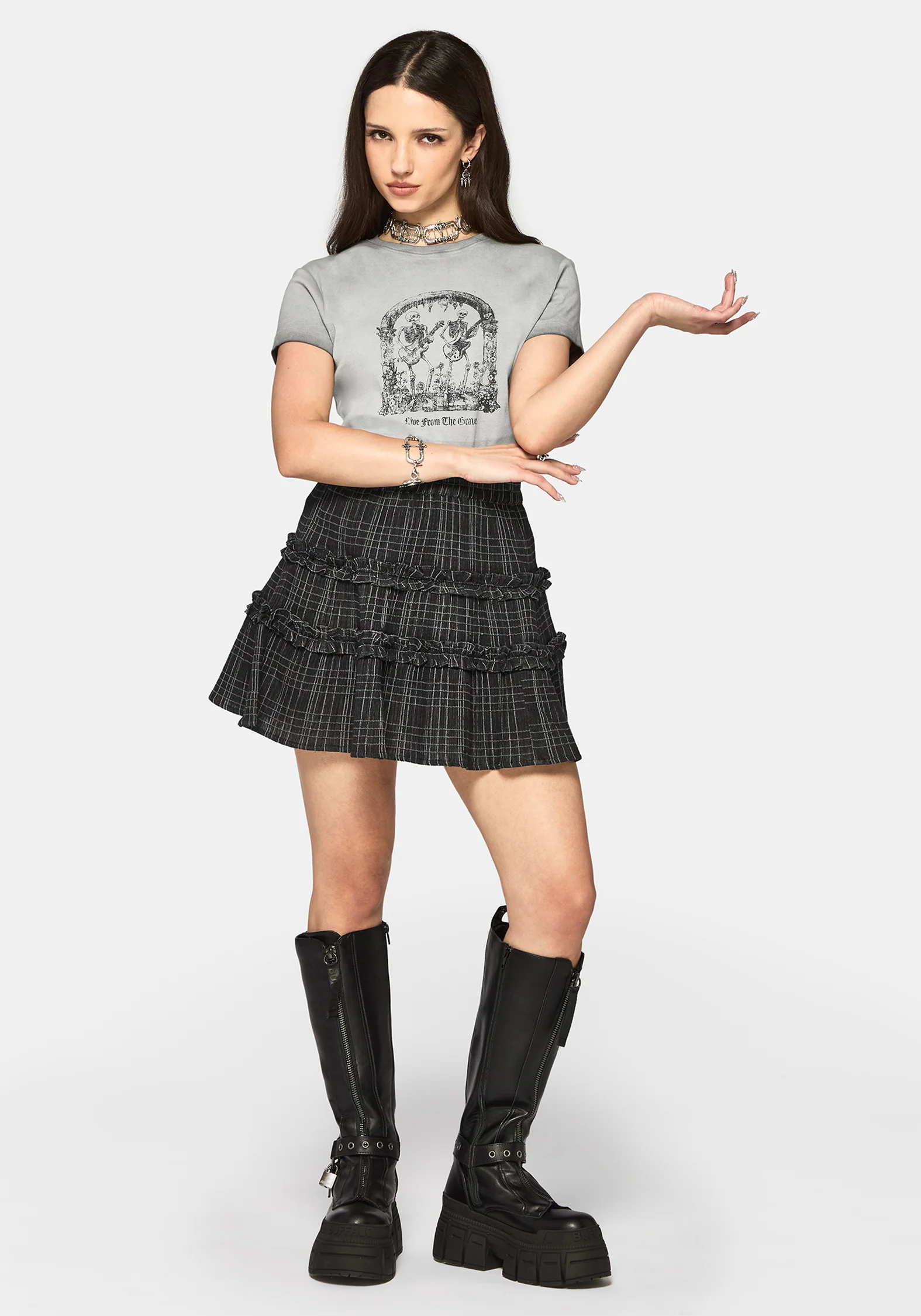 Caledon Check Gauze Mini Skirt - Image 5
