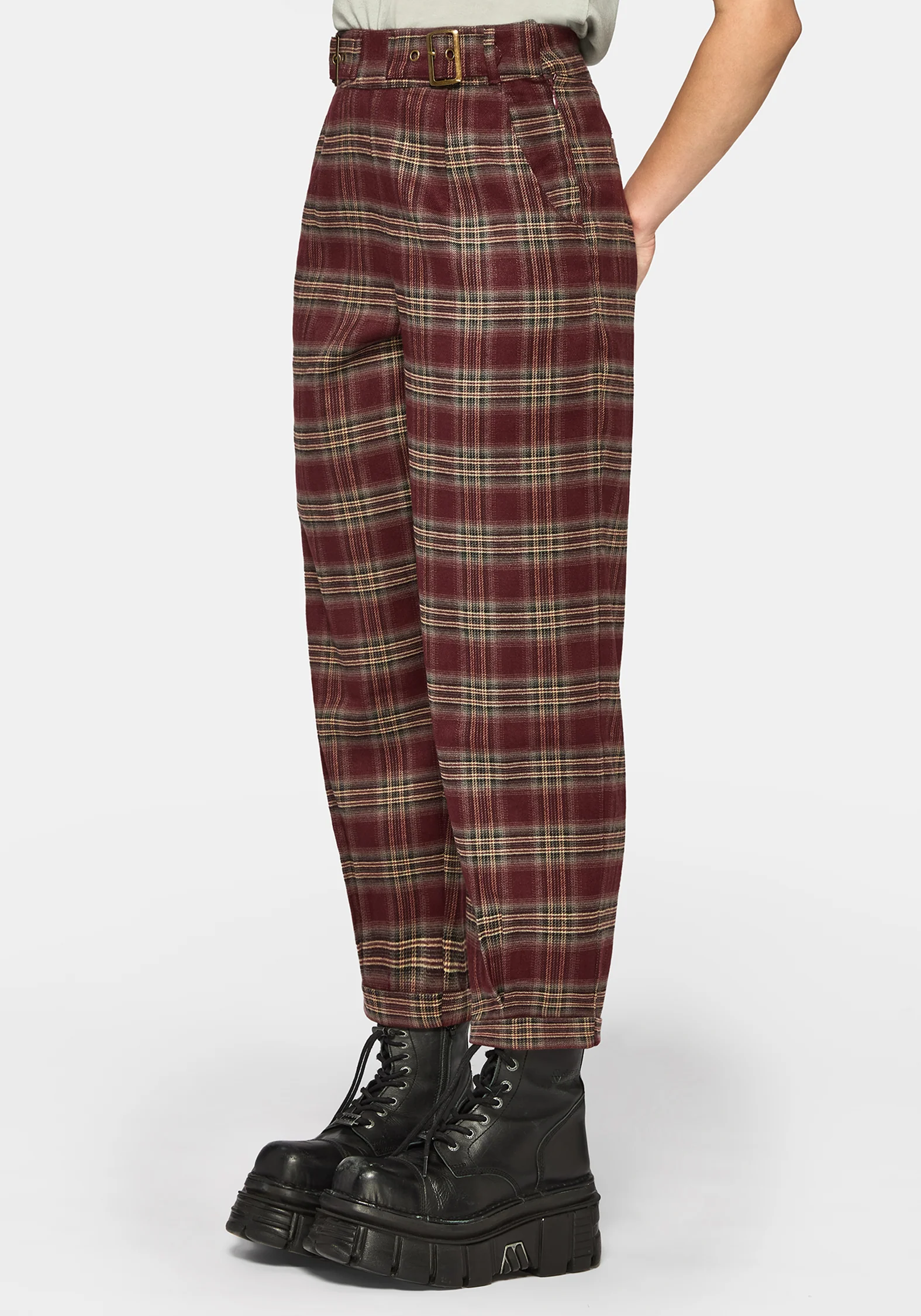 Cecily Buckle Balloon Trouser - Burgundy - Image 4