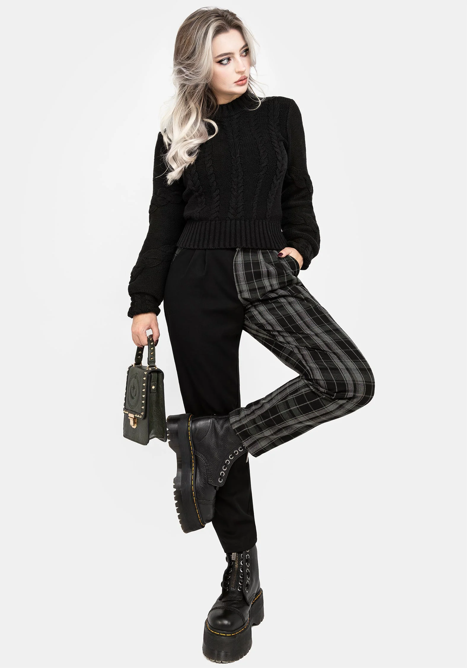 Checkmate Hoch Taille Schmal Zulaufend Hosen - Image 7