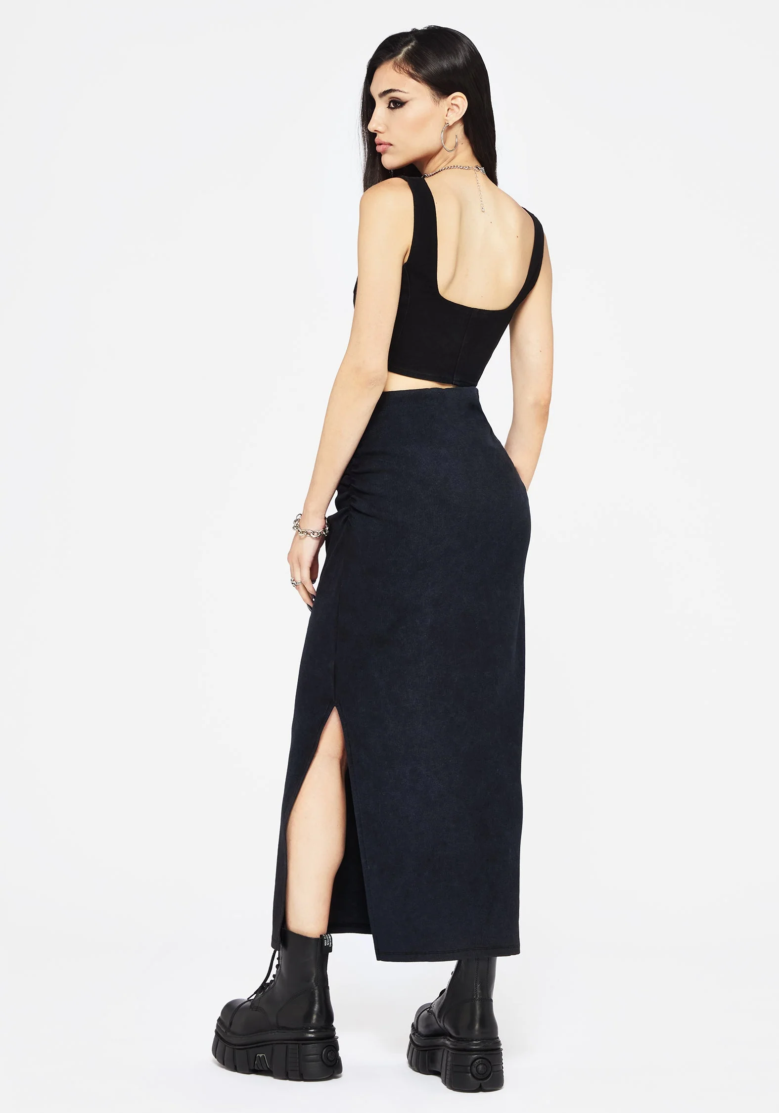 Christina Baumwolle Washed Side Geteilt Maxi Rock - Image 4