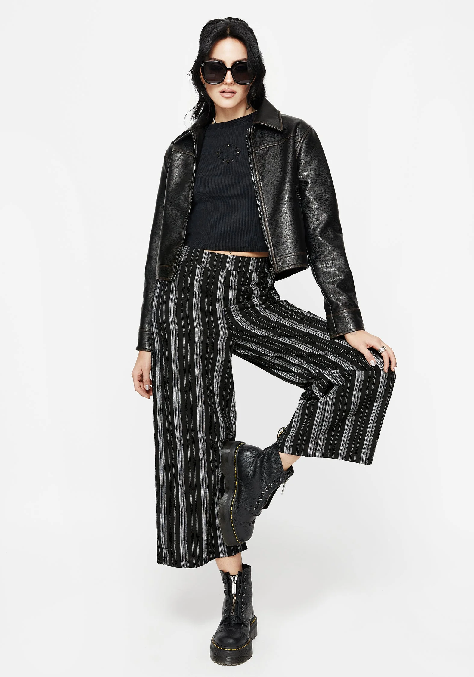Clandestine Streifen Cotton-Blend Culottes - Image 6