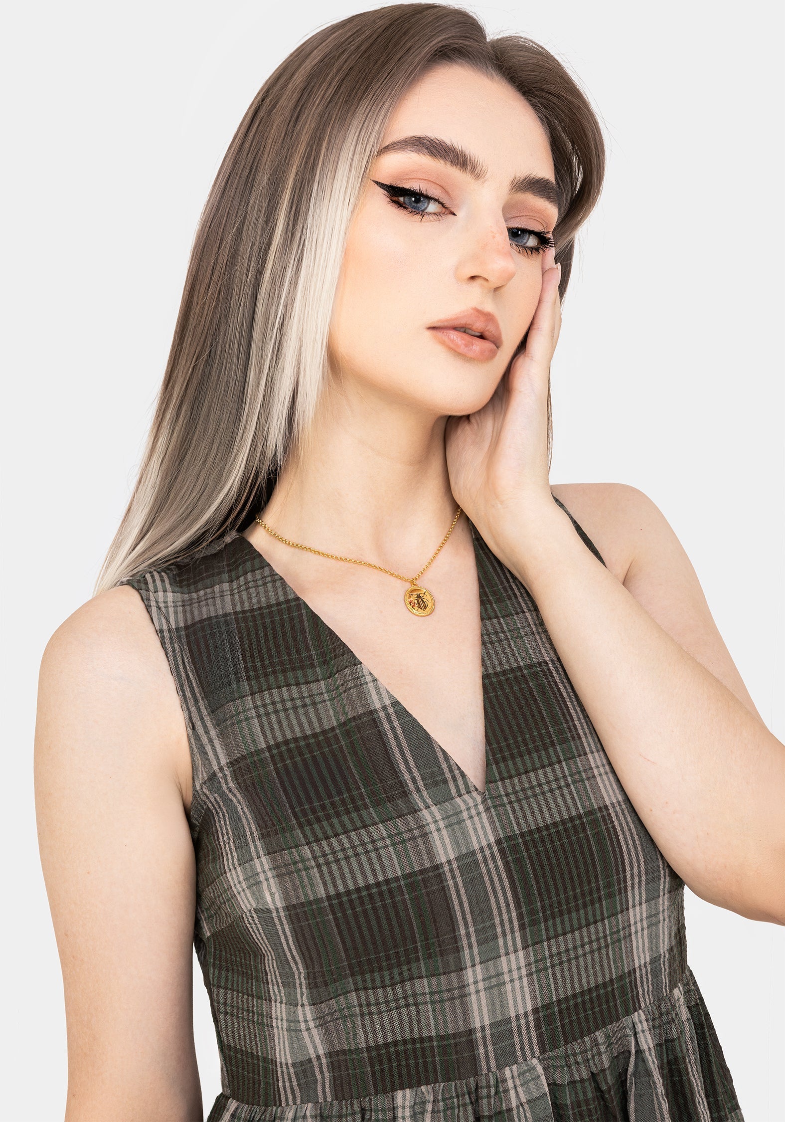 Clara Baumwolle Prüfen Ärmellos Gestuft Rüsche Midi Kleid - Image 2