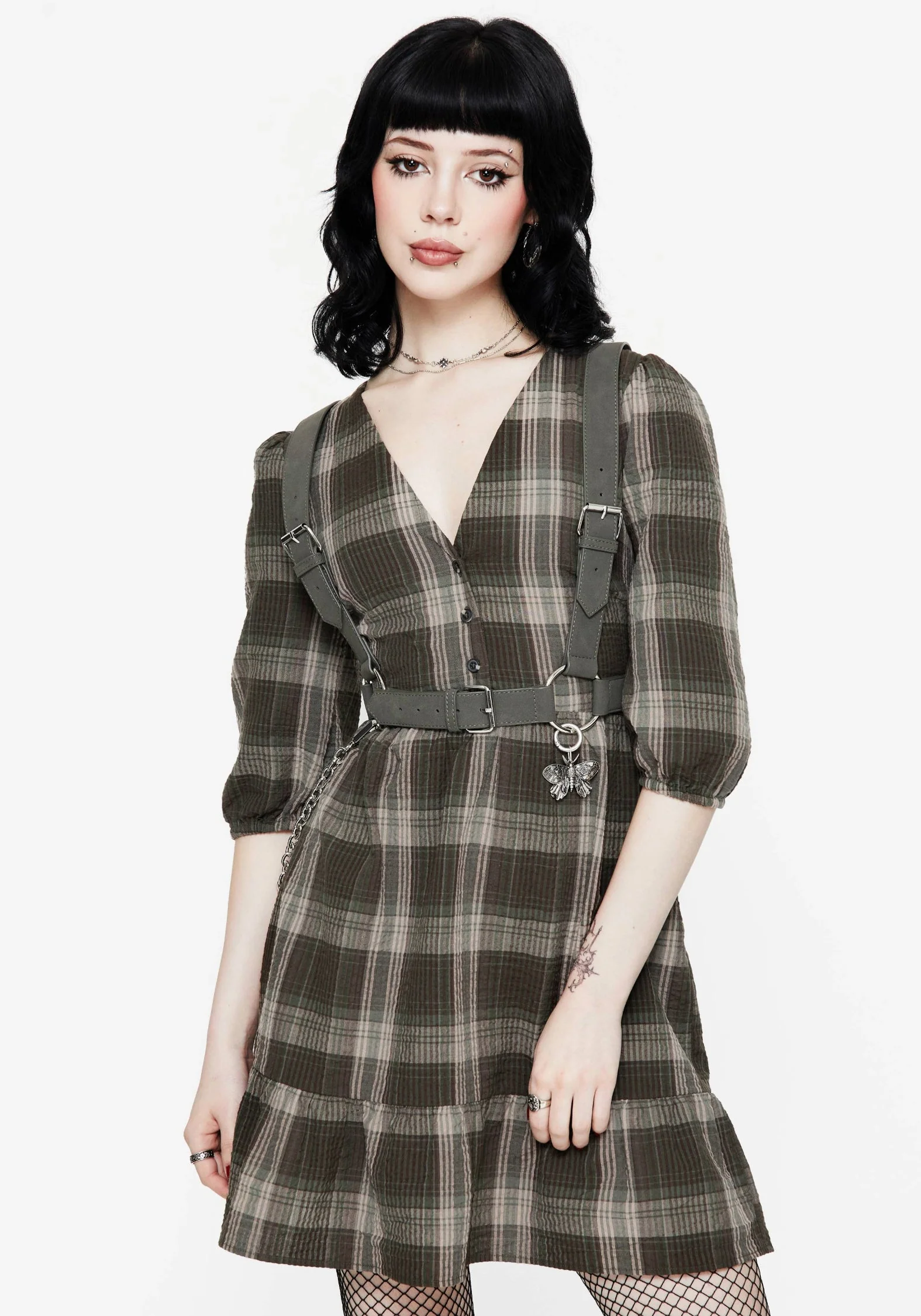 Clara Baumwolle Prüfen Gestuft Mini Rüsche Kleid