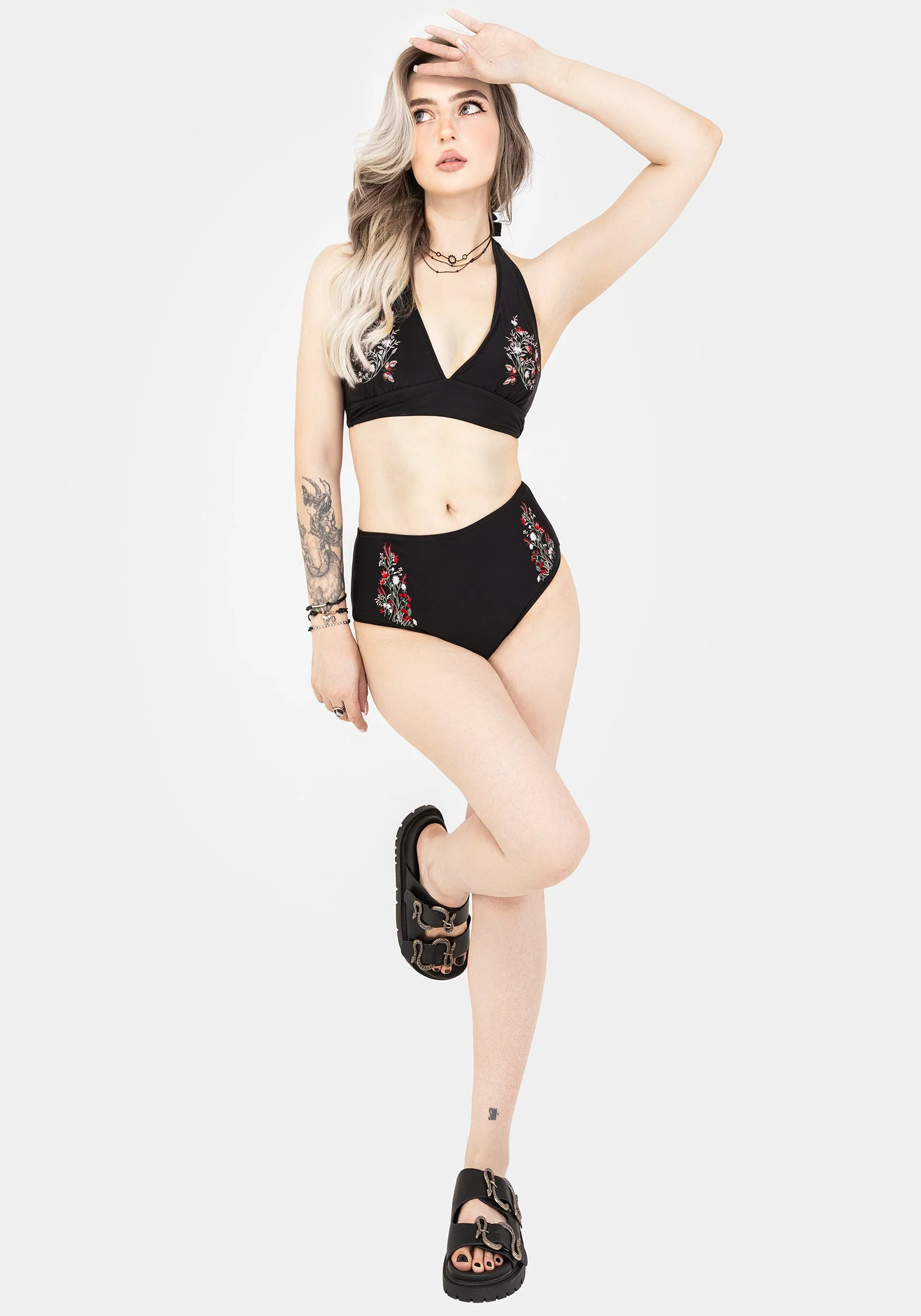 Copia Blumenmuster Bestickt Hoch Taille Schwimmen Unterteile - Image 5