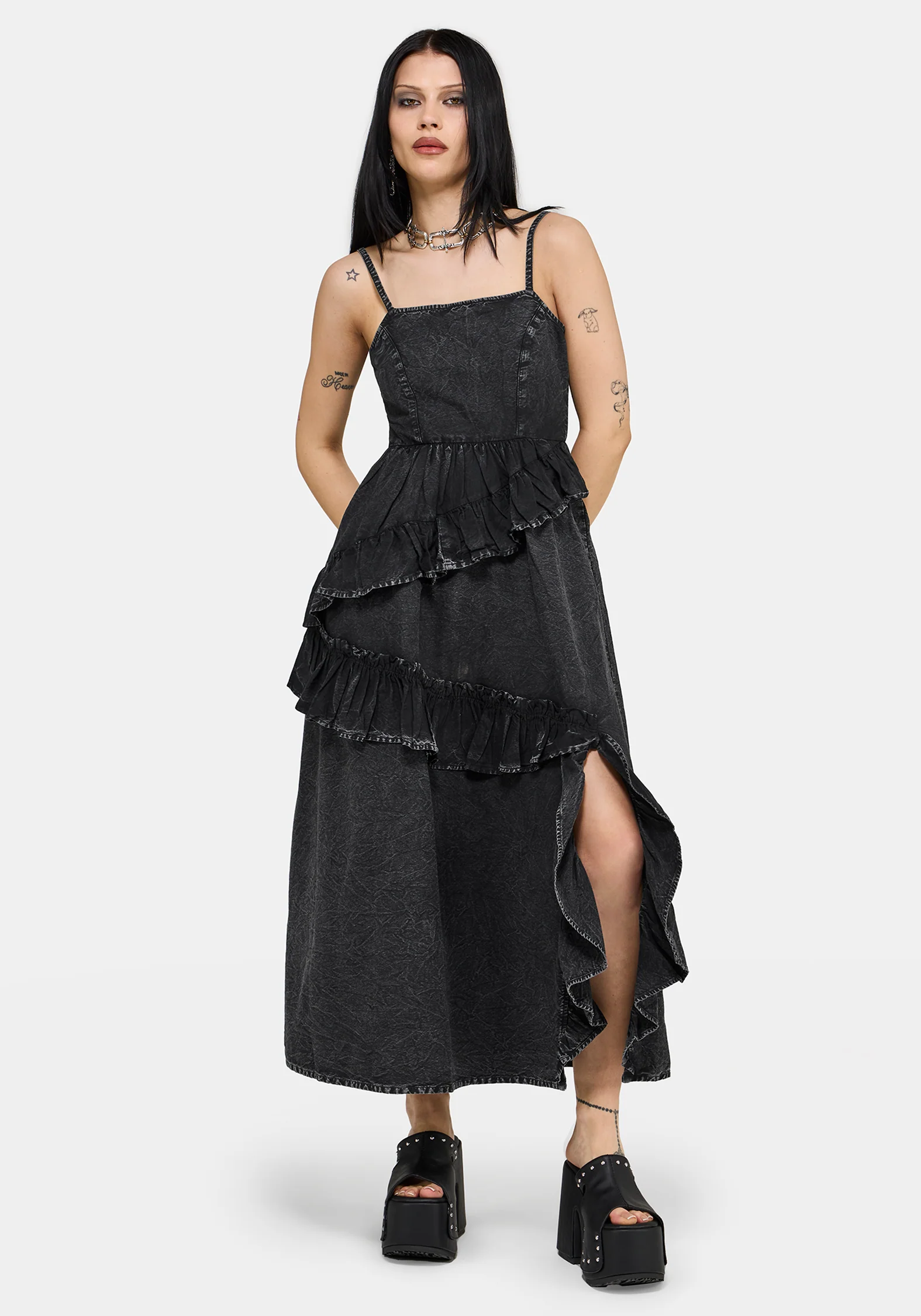 Corvina Fitted Bodice Waterfall Tiered Midaxi Dress - Image 5