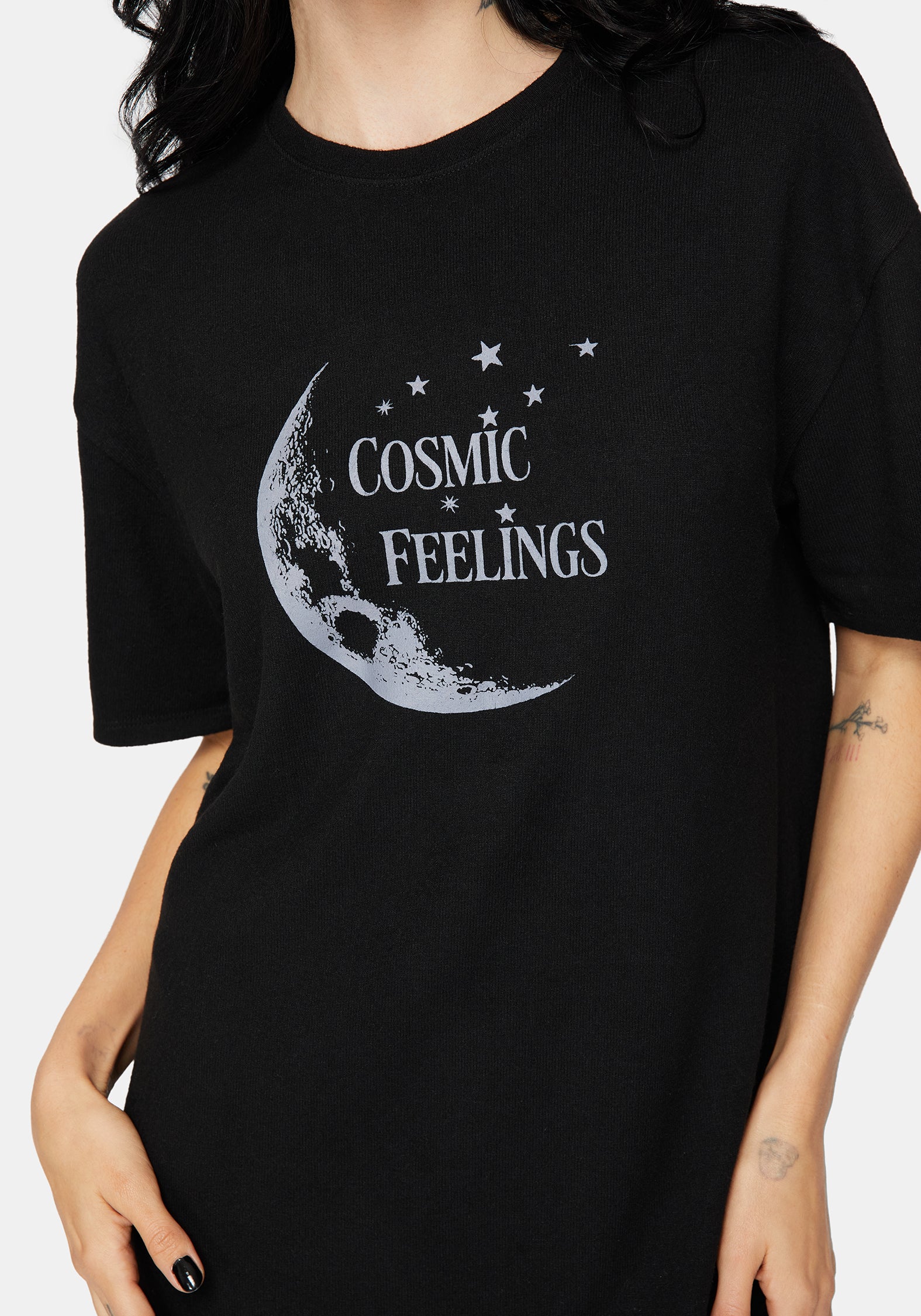 Kosmisch Mond Grafik Druck Mini Pyjama T-Shirt Kleid - Image 2