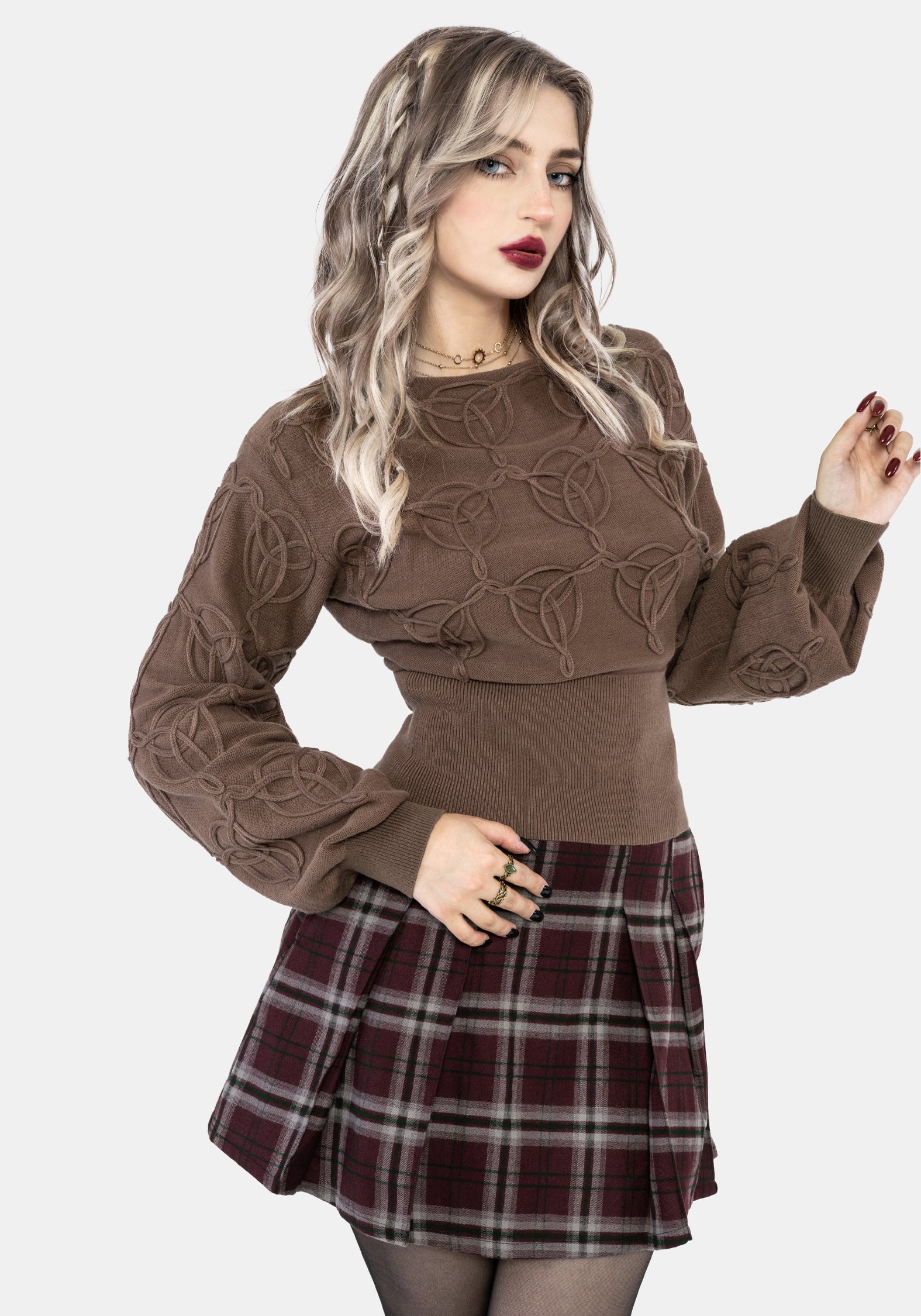 Covet Baumwollmischung Hexen Knot Zopf Gestrickt Pullover - Image 6
