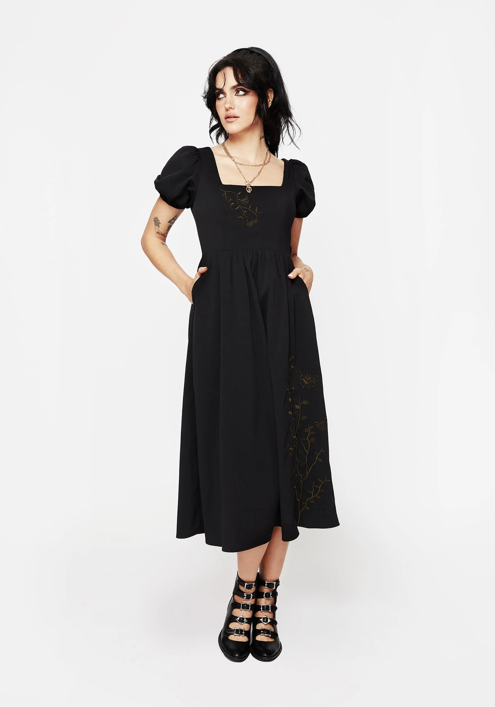 Cressida Schmetterling Bestickt Midi Kleid - Image 4