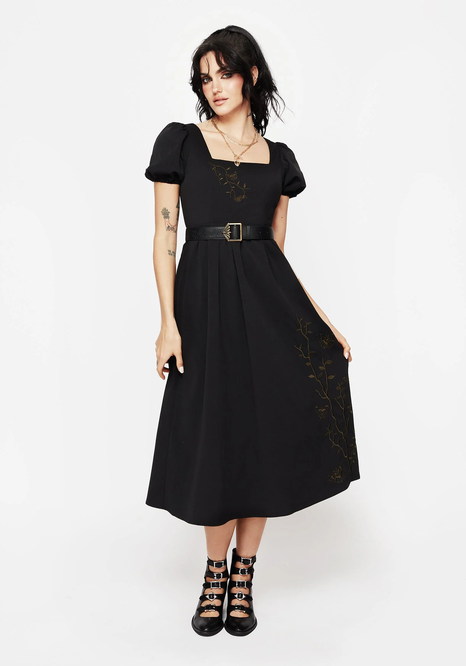 Cressida Schmetterling Bestickt Midi Kleid - Image 6