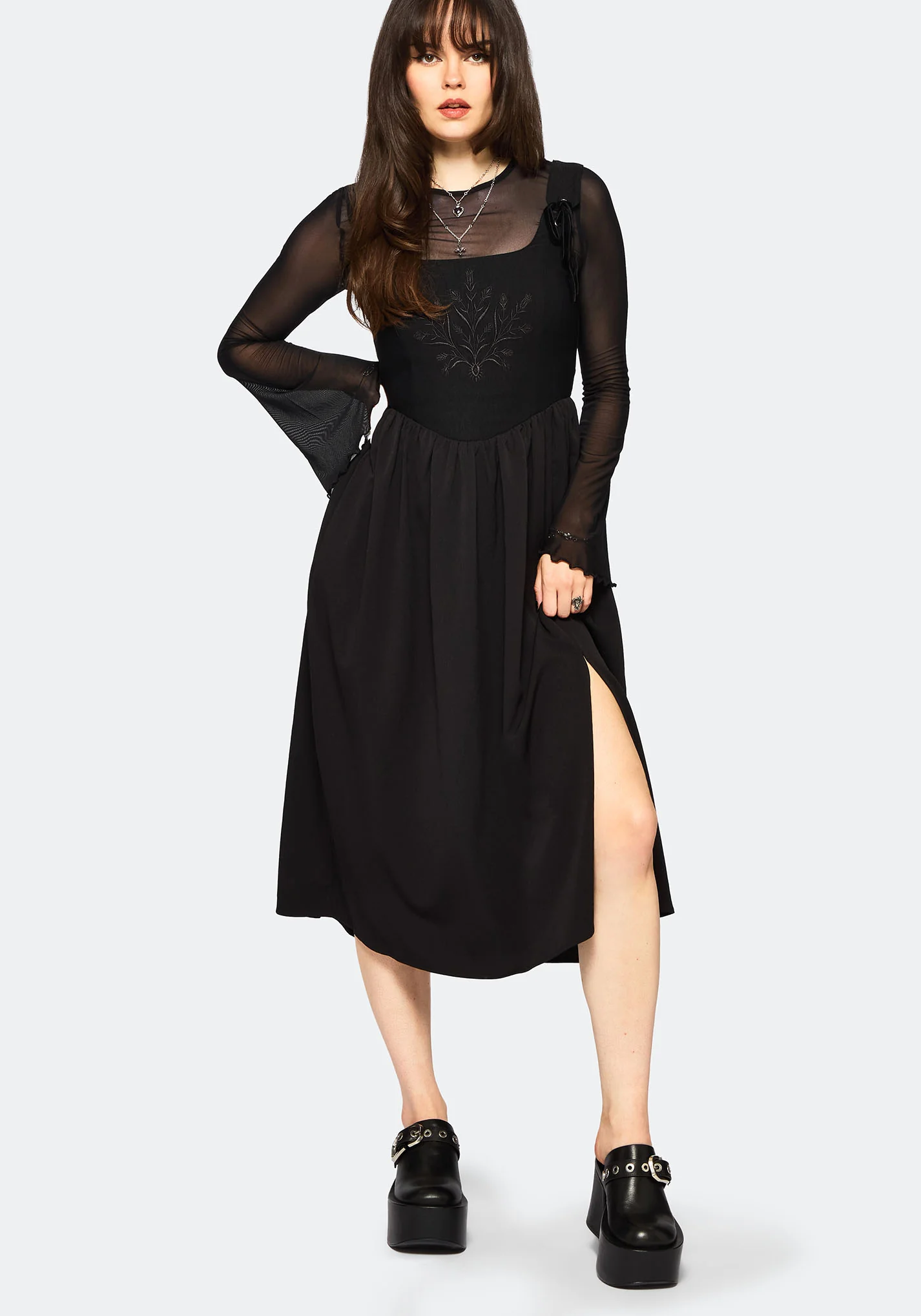 Cybele Bestickt Vorderseite Korsett Mieder Midi Kleid - Image 6
