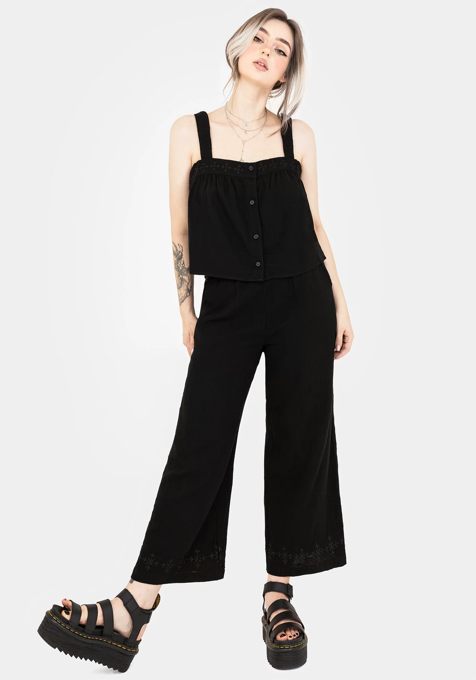Damara Bestickt Baumwolle Culottes - Image 4