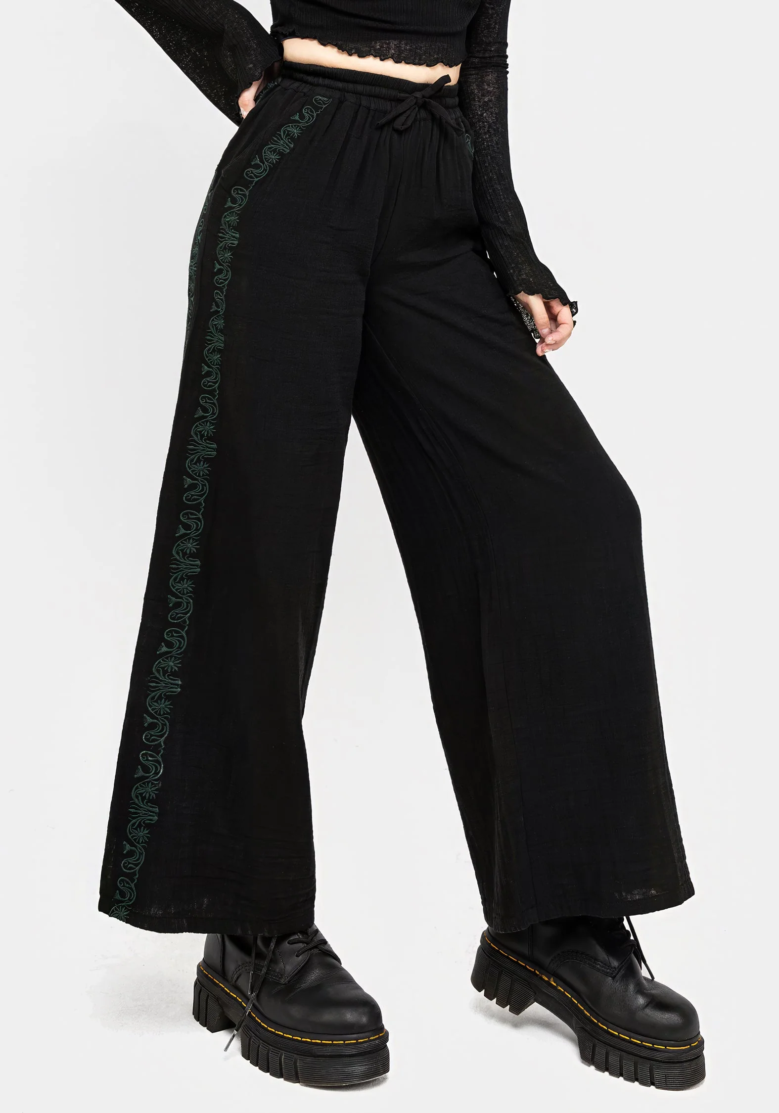 Damiana Bestickt Baumwolle Hosen - Image 11